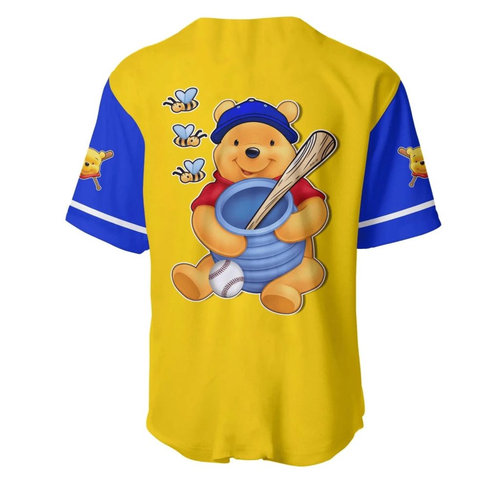 Vibrant Pooh Baseball Jersey For Kids - Fun Cartoon Sportswear Tee