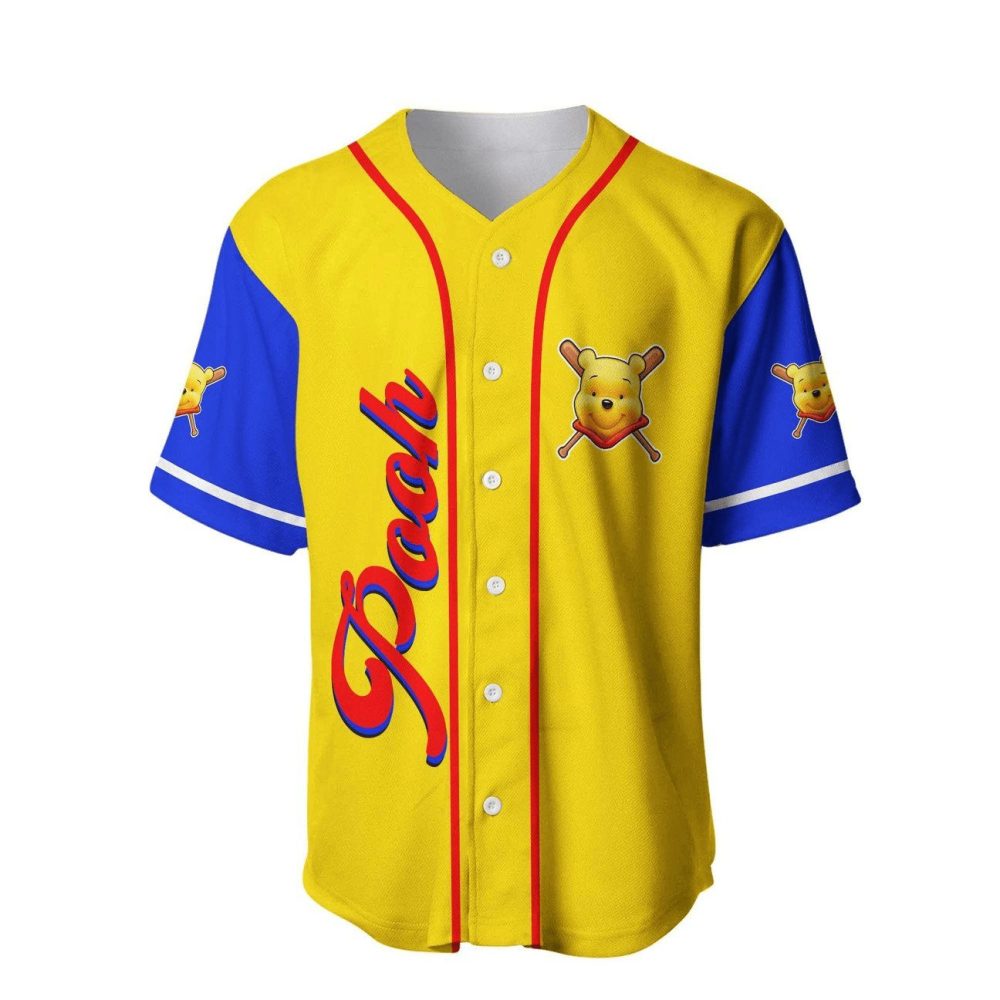Vibrant Pooh Baseball Jersey For Kids - Fun Cartoon Sportswear Tee