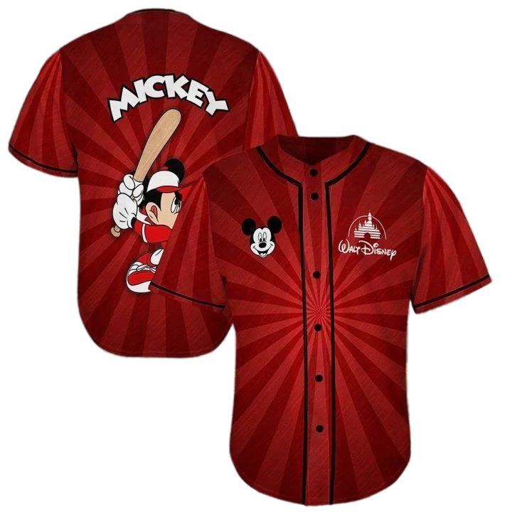 Disney Mickey Baseball Jersey - Red Graphic Tee For Adults &amp; Kids