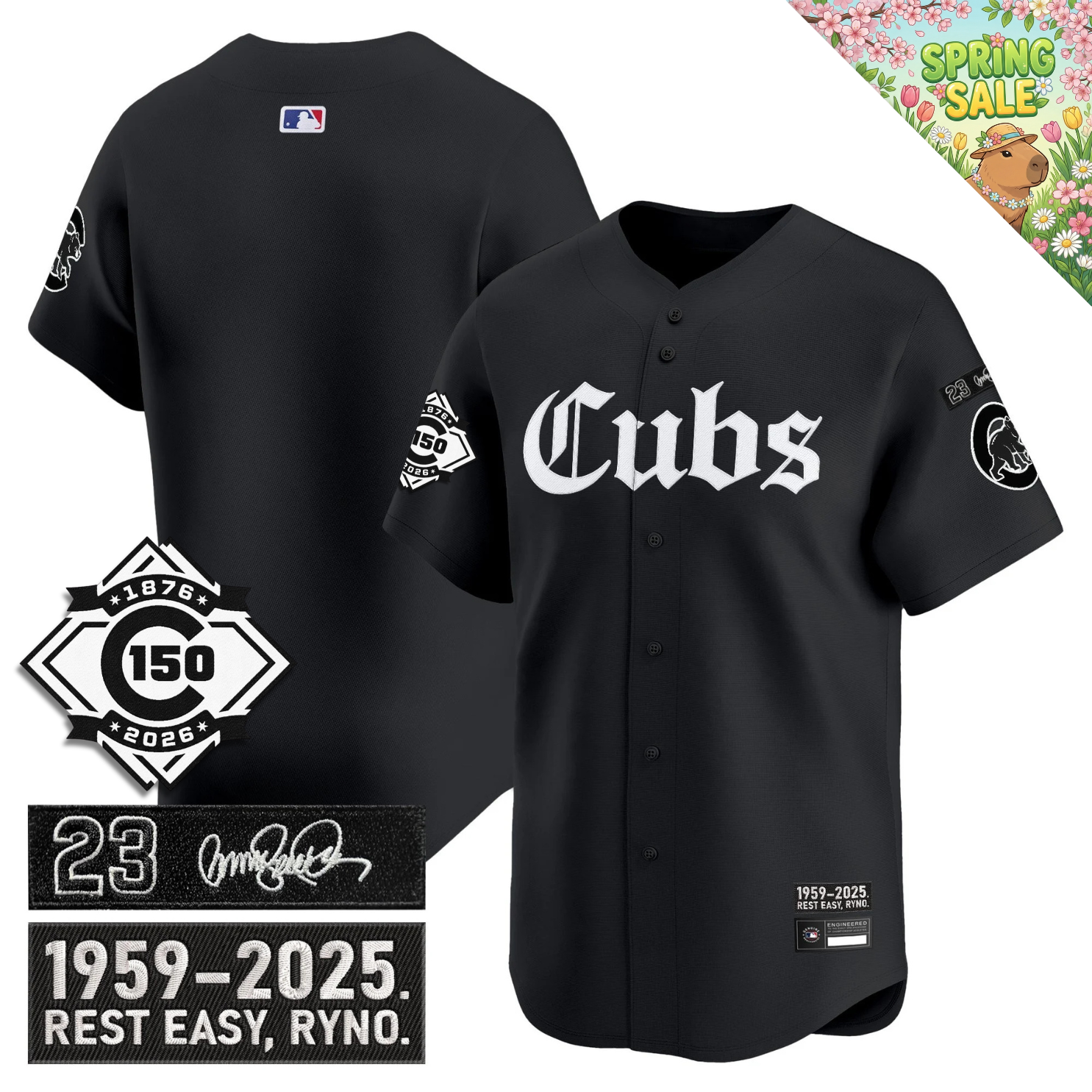 CHC 'Ryne Sandberg Tribute' & 150th anniversary patch Limited Gothic Jersey - Stitched