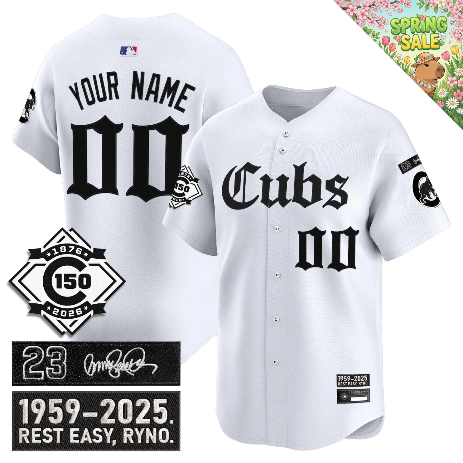 CHC 'Ryne Sandberg Tribute' & 150th anniversary patch Limited Gothic Jersey - Stitched