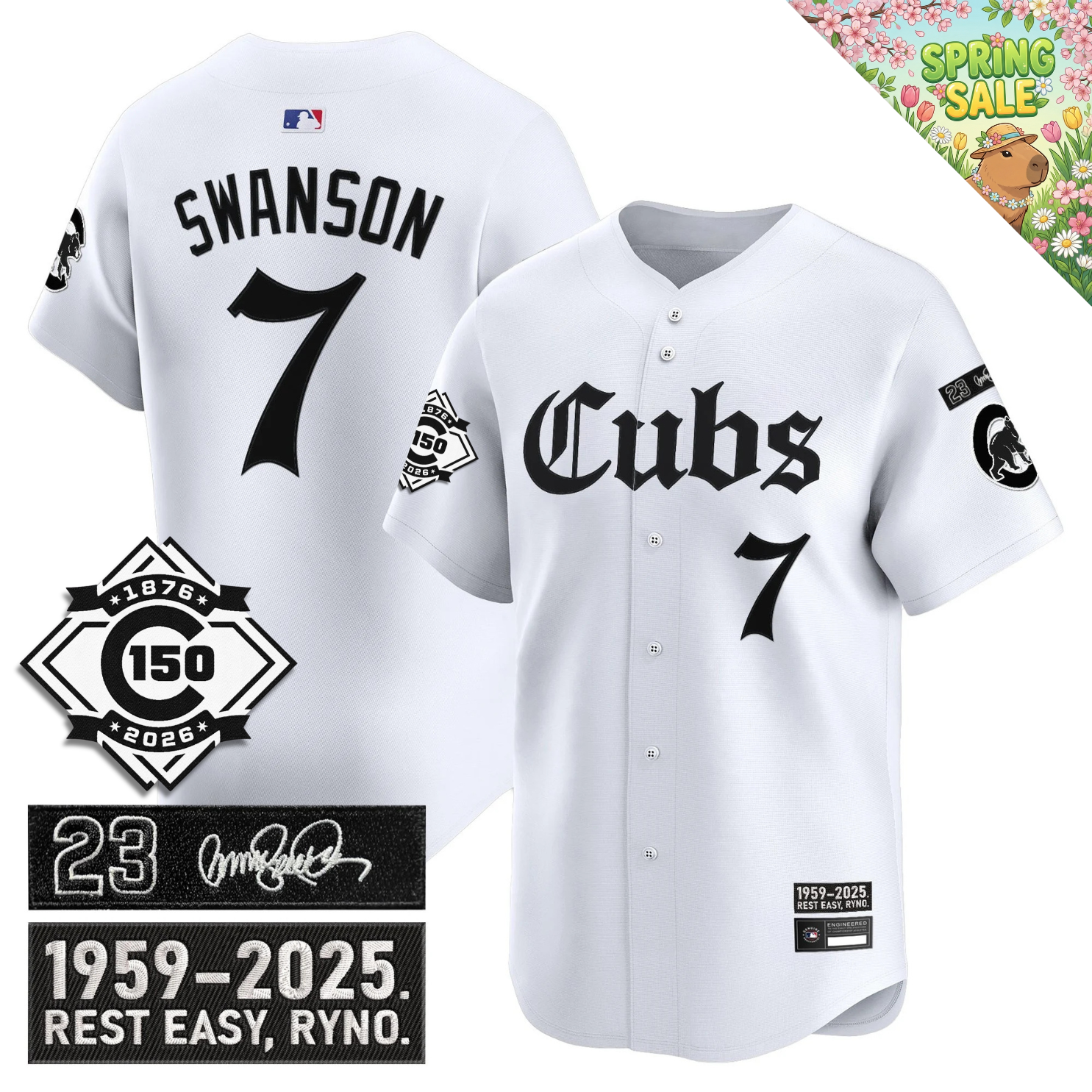 CHC 'Ryne Sandberg Tribute' & 150th anniversary patch Limited Gothic Jersey - Stitched