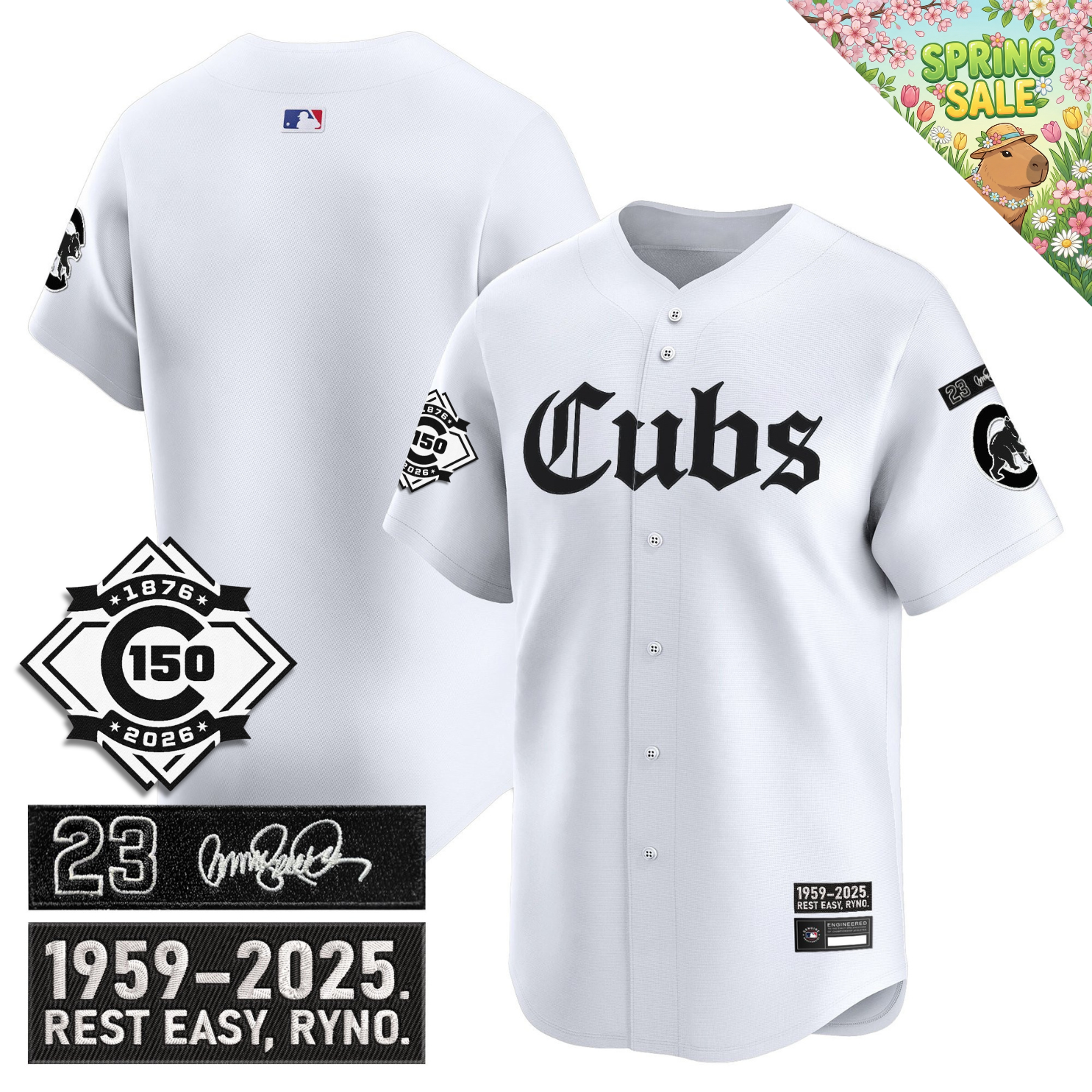 CHC 'Ryne Sandberg Tribute' & 150th anniversary patch Limited Gothic Jersey - Stitched