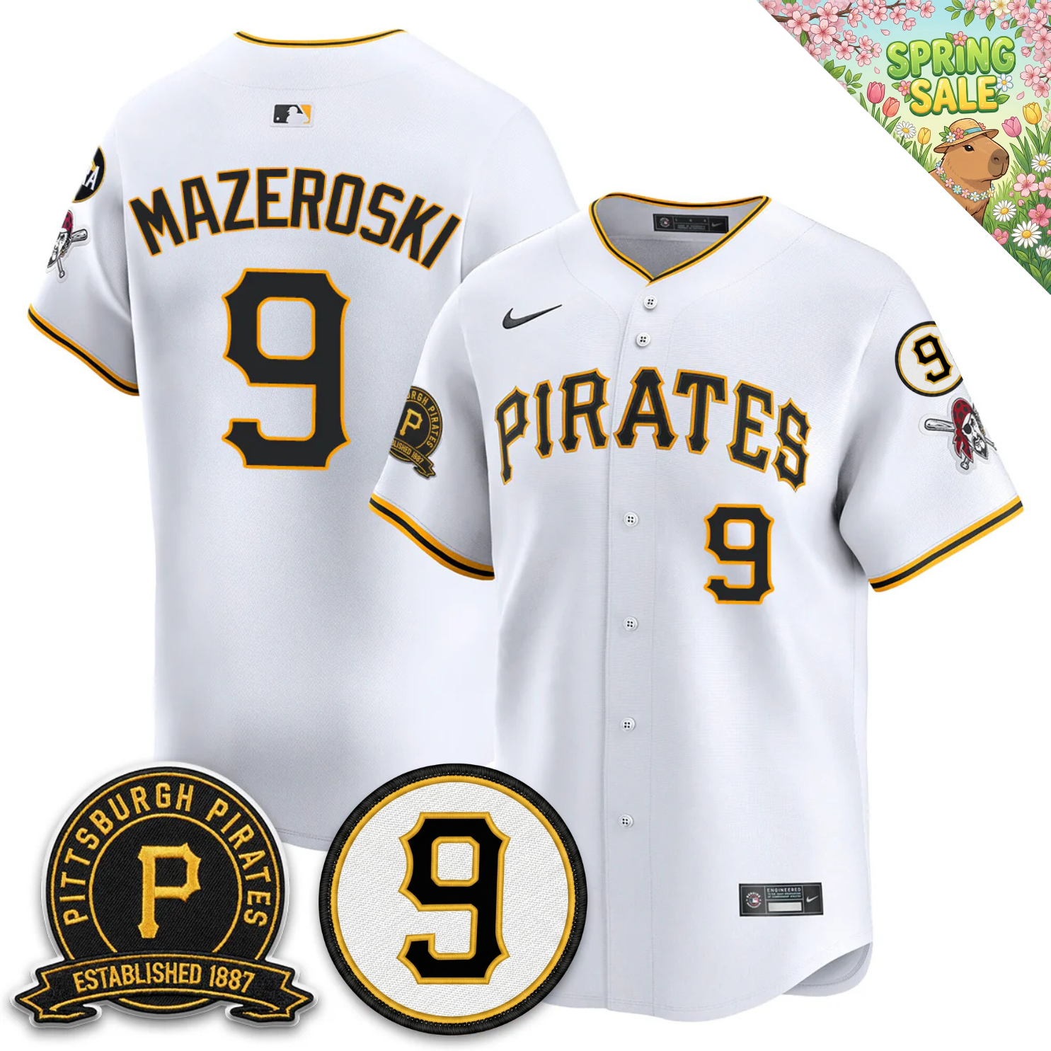 PIT Memories Vapor Limited Jersey - Bill Mazeroski & EST 1887 Patch - Stitched