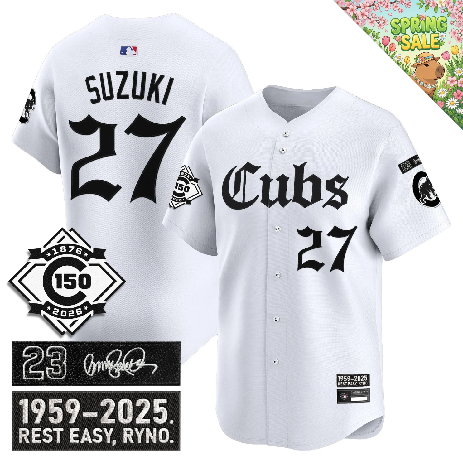 CHC 'Ryne Sandberg Tribute' & 150th anniversary patch Limited Gothic Jersey - Stitched