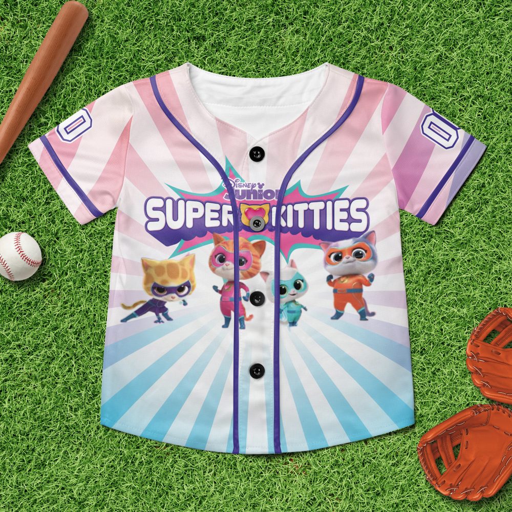 Kids' Super Kitties Baseball Jersey - Fun Cartoon Sports Shirt For Boys &amp; Girls