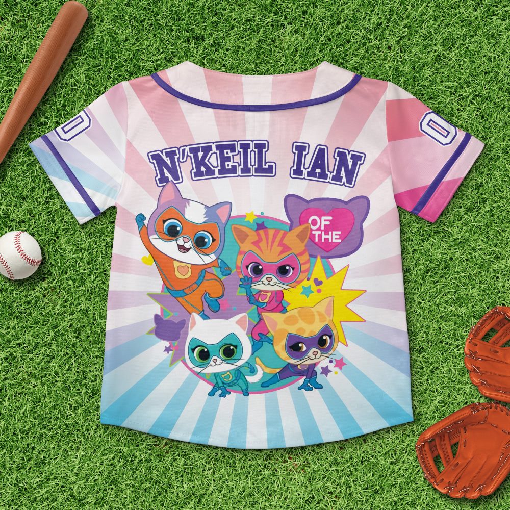 Kids' Super Kitties Baseball Jersey - Fun Cartoon Sports Shirt For Boys &amp; Girls