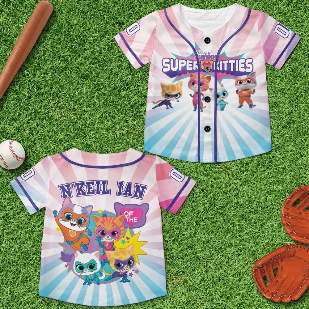 Kids' Super Kitties Baseball Jersey - Fun Cartoon Sports Shirt For Boys &amp; Girls