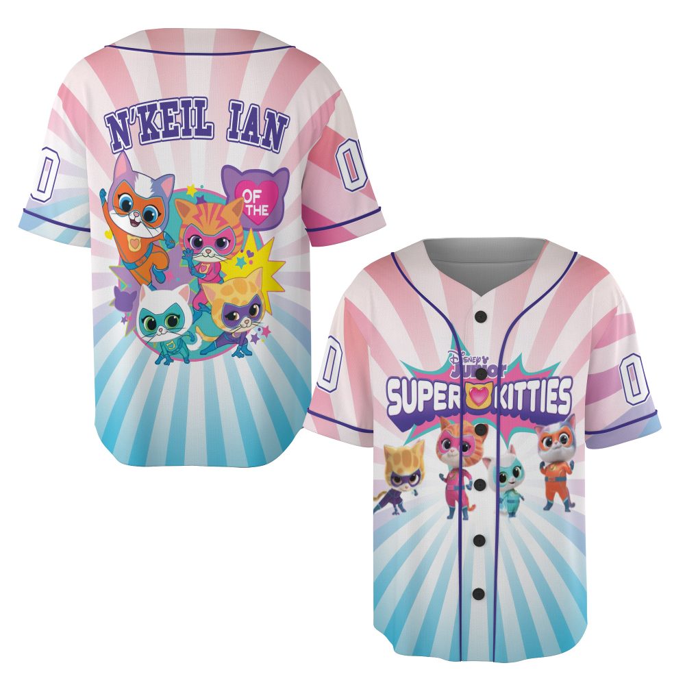 Kids' Super Kitties Baseball Jersey - Fun Cartoon Sports Shirt For Boys &amp; Girls