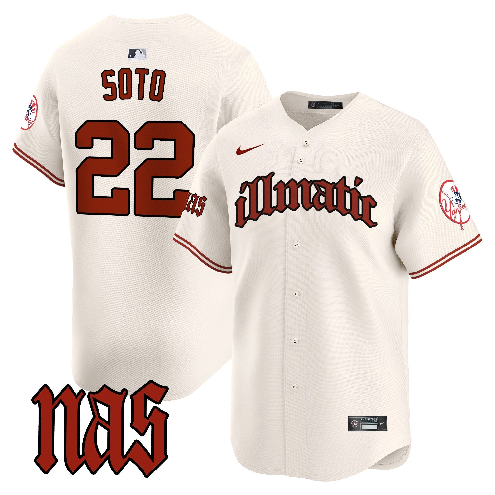 NYY Nas Illmatic Vapor Premier Limited Jersey - Stitched