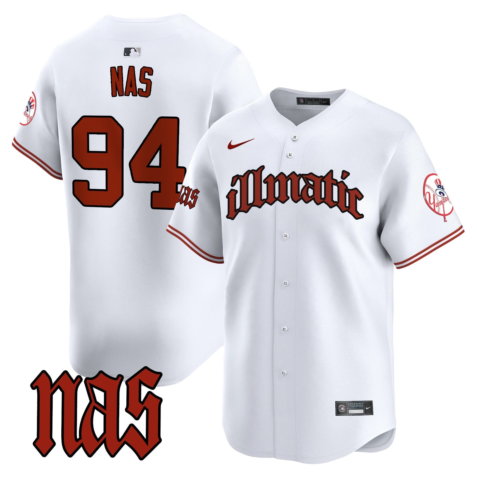 NYY Nas Illmatic Vapor Premier Limited Jersey - Stitched