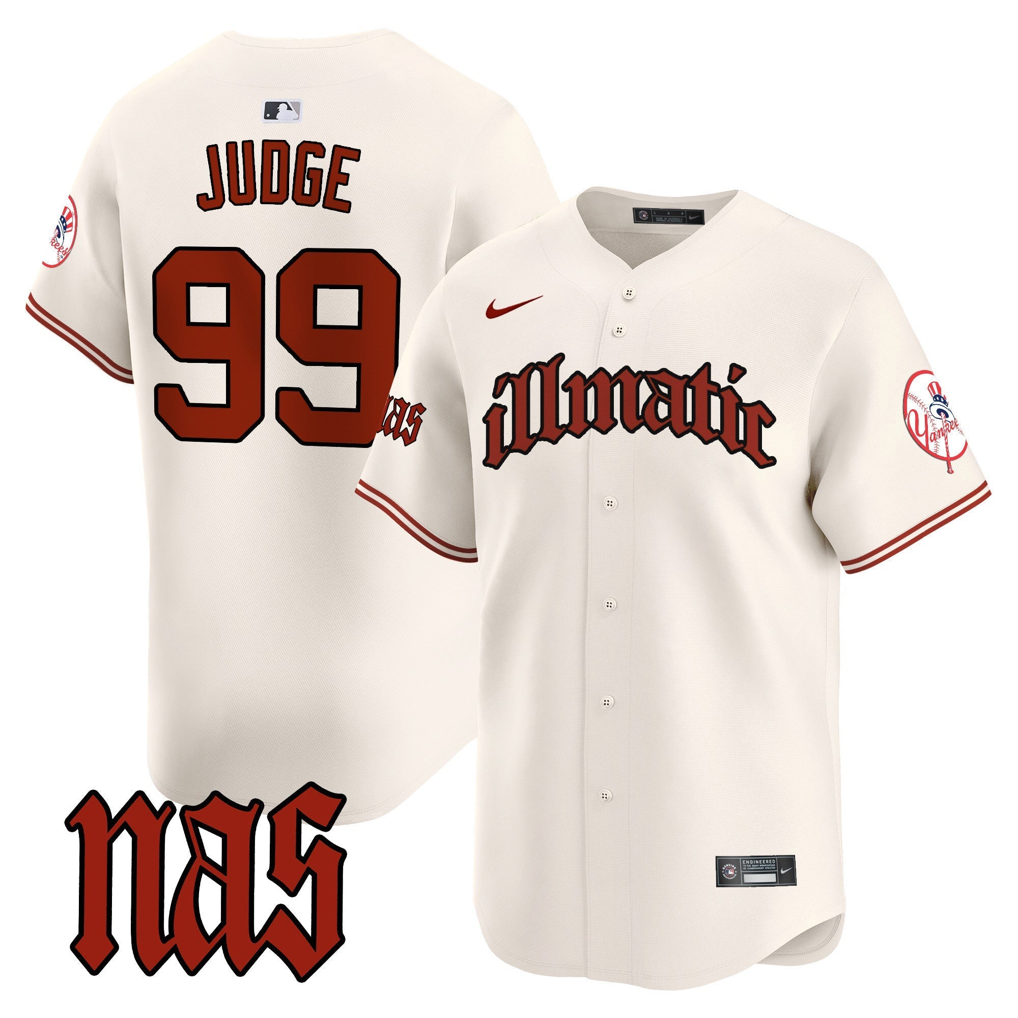 NYY Nas Illmatic Vapor Premier Limited Jersey - Stitched