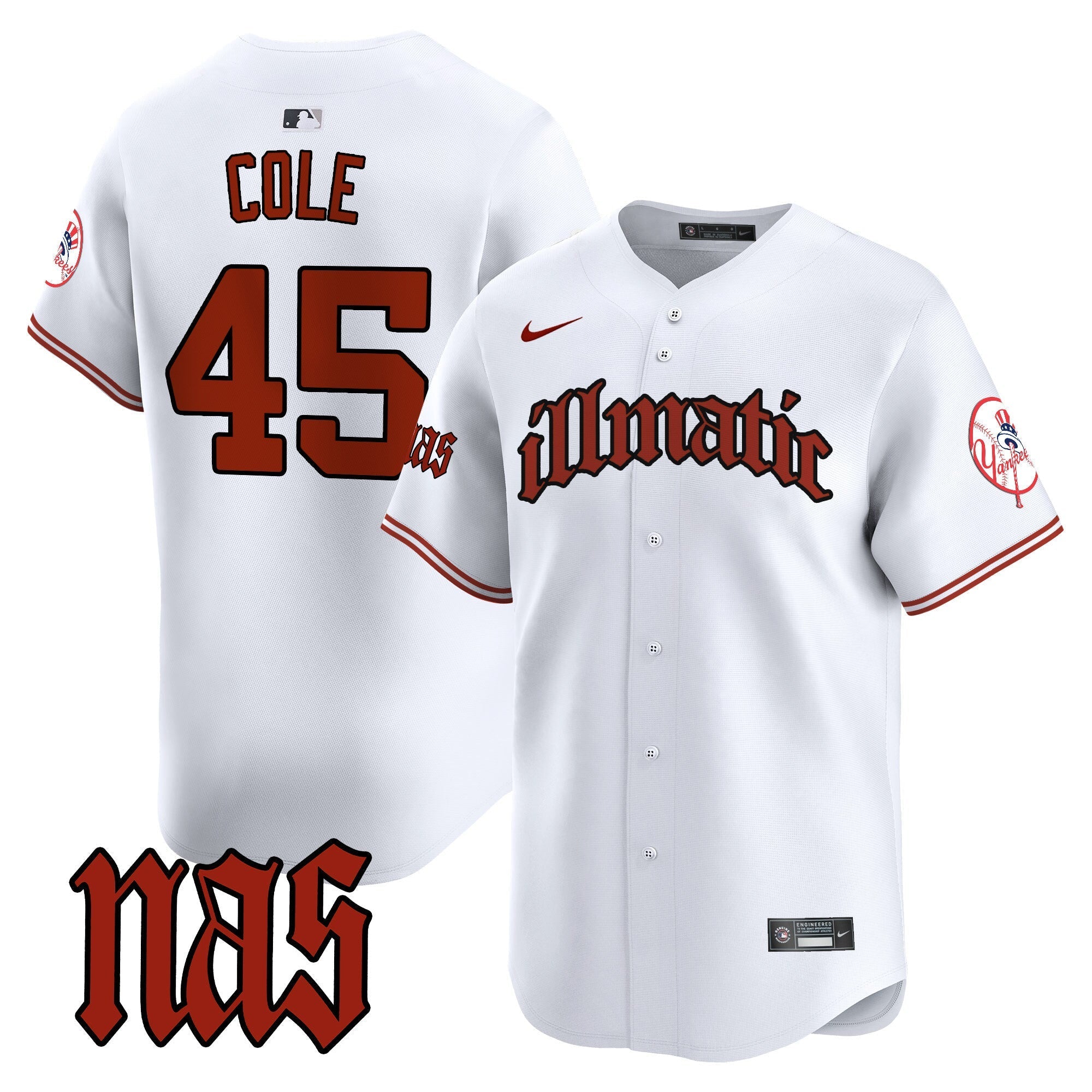 NYY Nas Illmatic Vapor Premier Limited Jersey - Stitched
