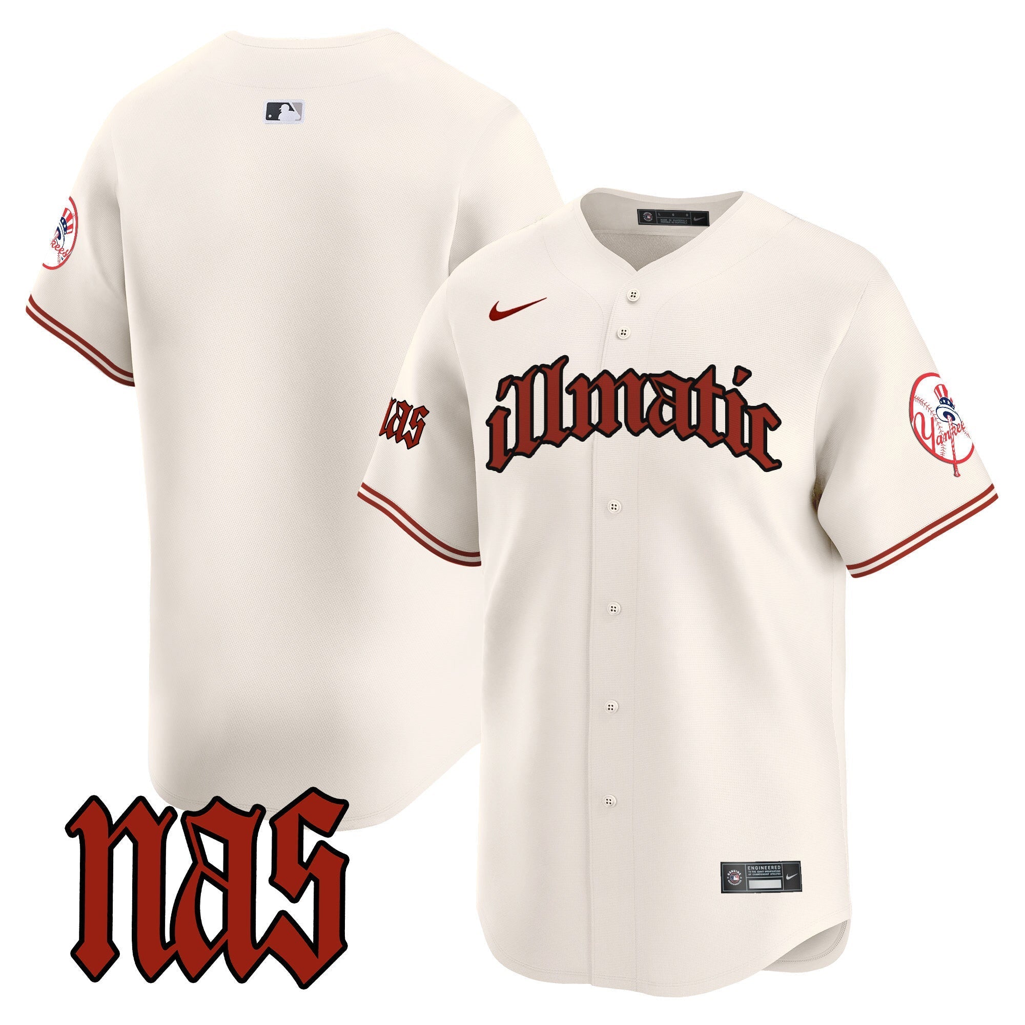 NYY Nas Illmatic Vapor Premier Limited Jersey - Stitched