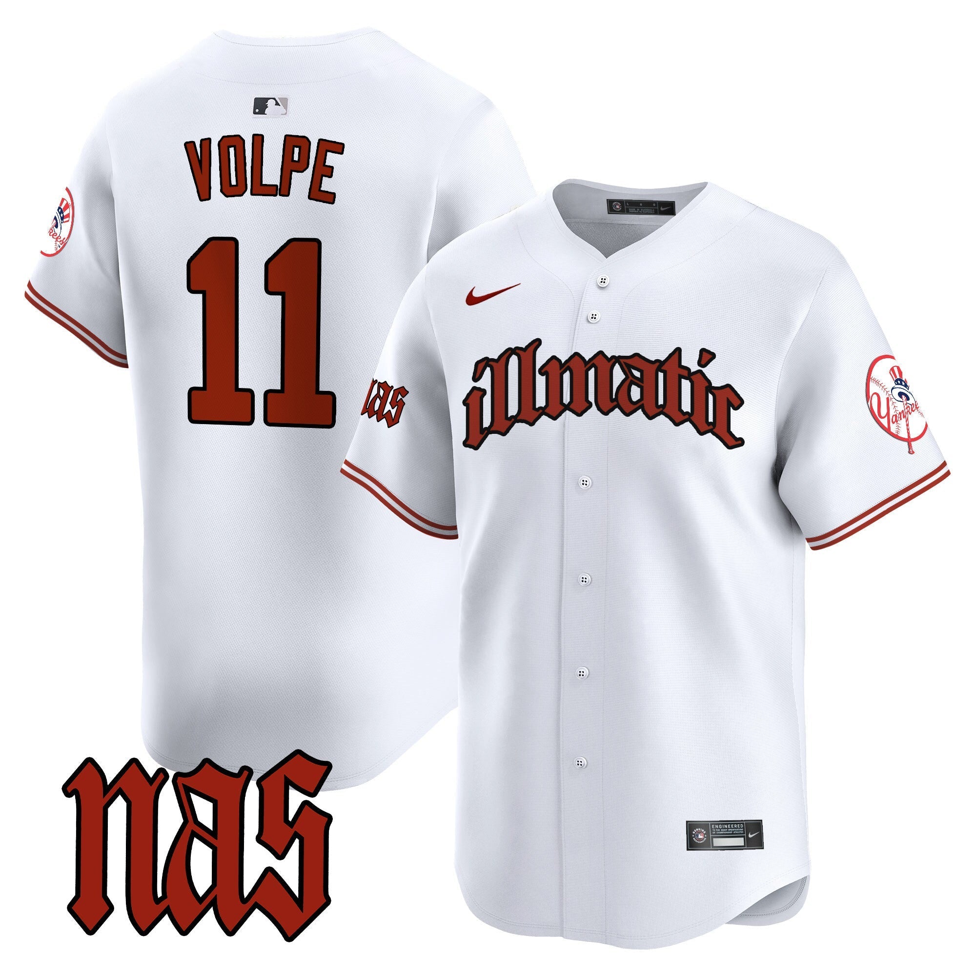 NYY Nas Illmatic Vapor Premier Limited Jersey - Stitched