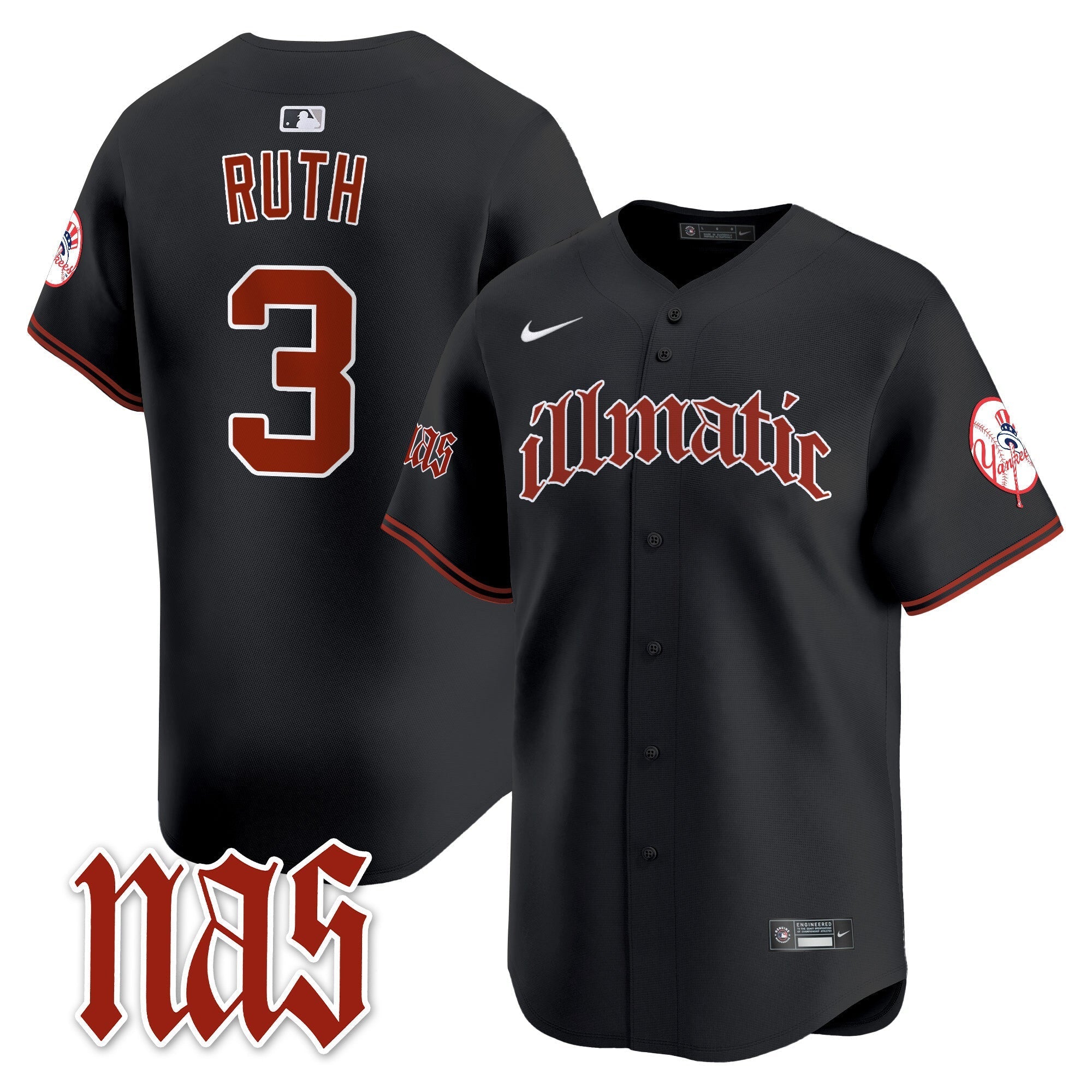 NYY Nas Illmatic Vapor Premier Limited Jersey - Stitched