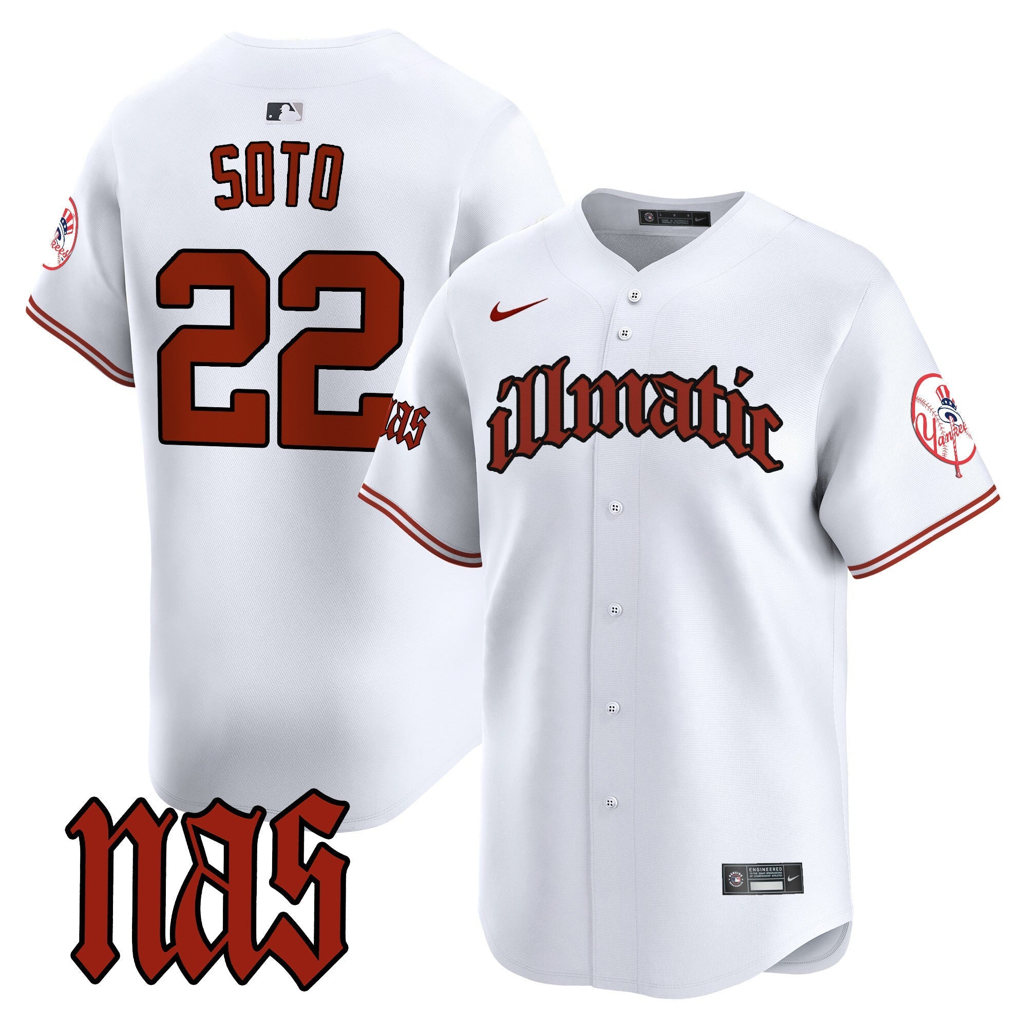 NYY Nas Illmatic Vapor Premier Limited Jersey - Stitched
