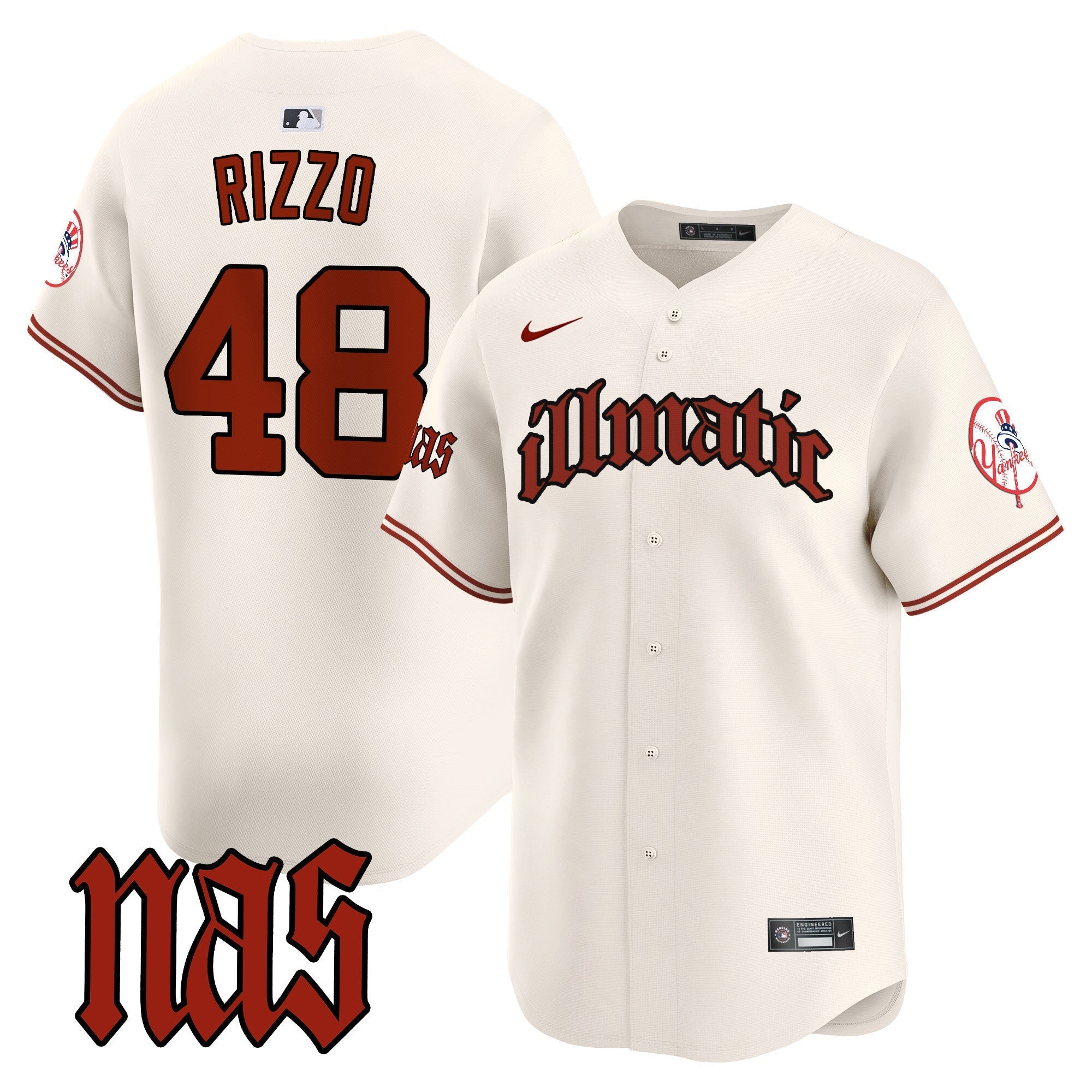 NYY Nas Illmatic Vapor Premier Limited Jersey - Stitched