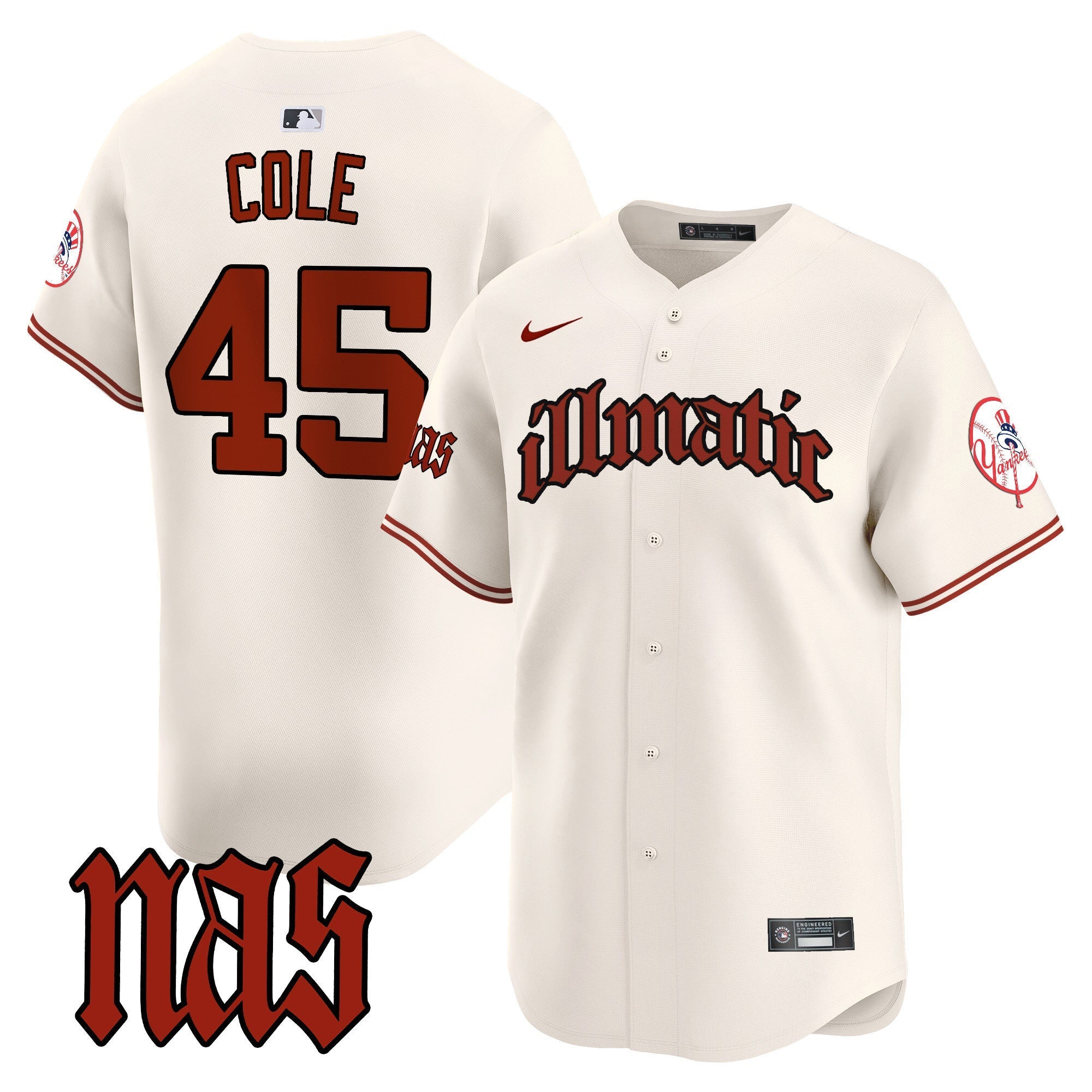 NYY Nas Illmatic Vapor Premier Limited Jersey - Stitched