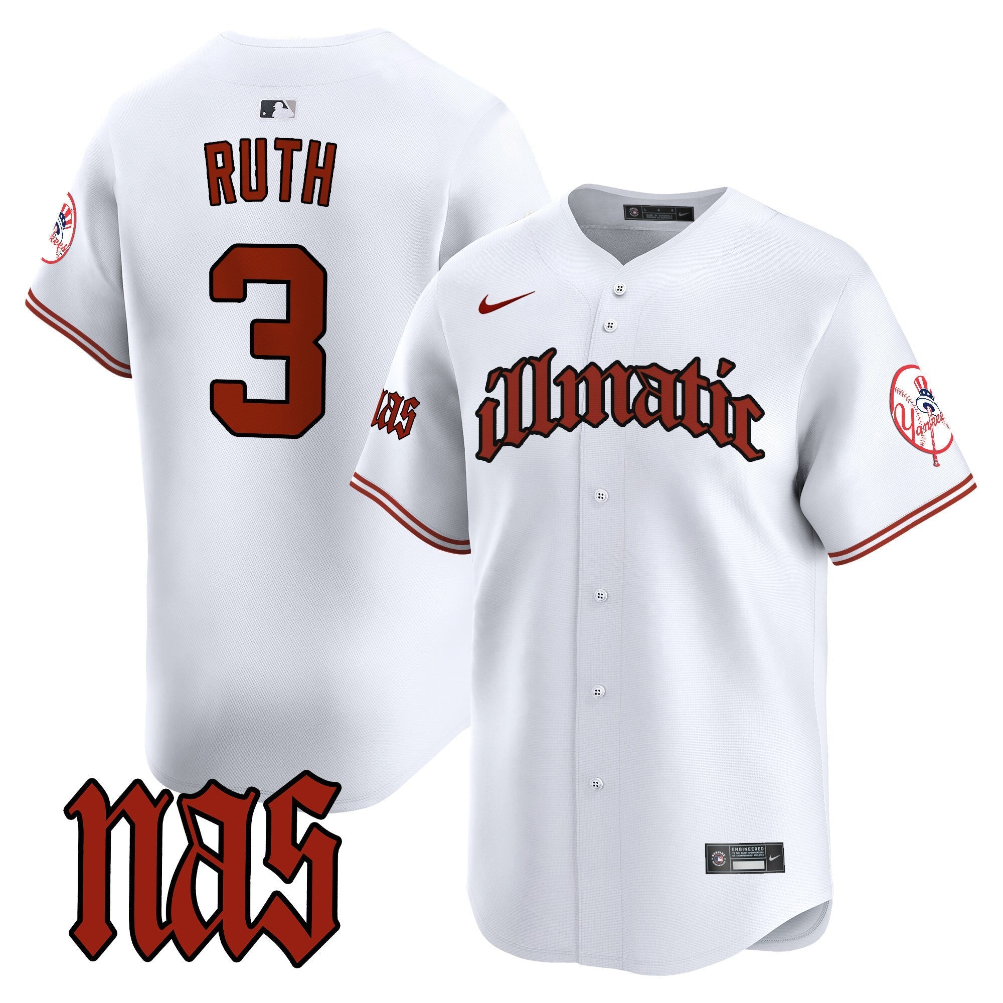 NYY Nas Illmatic Vapor Premier Limited Jersey - Stitched