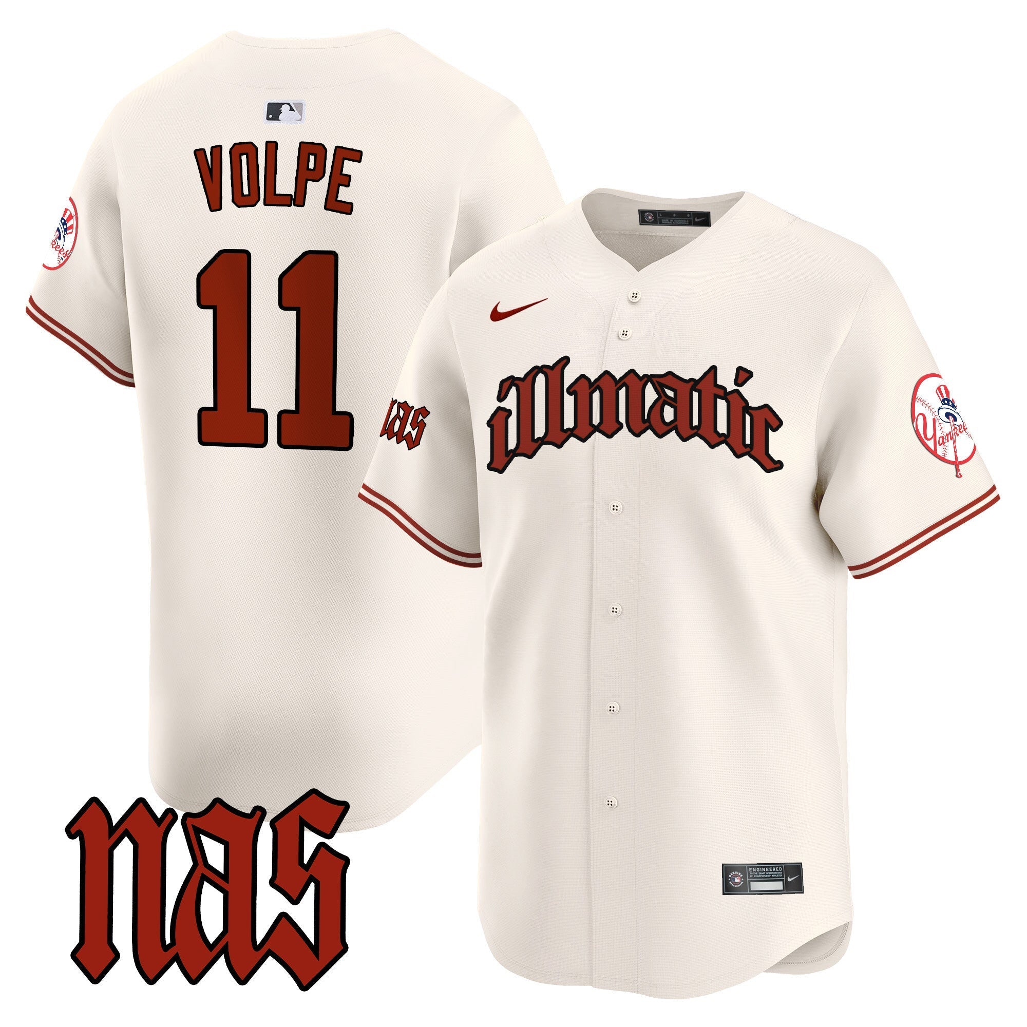 NYY Nas Illmatic Vapor Premier Limited Jersey - Stitched