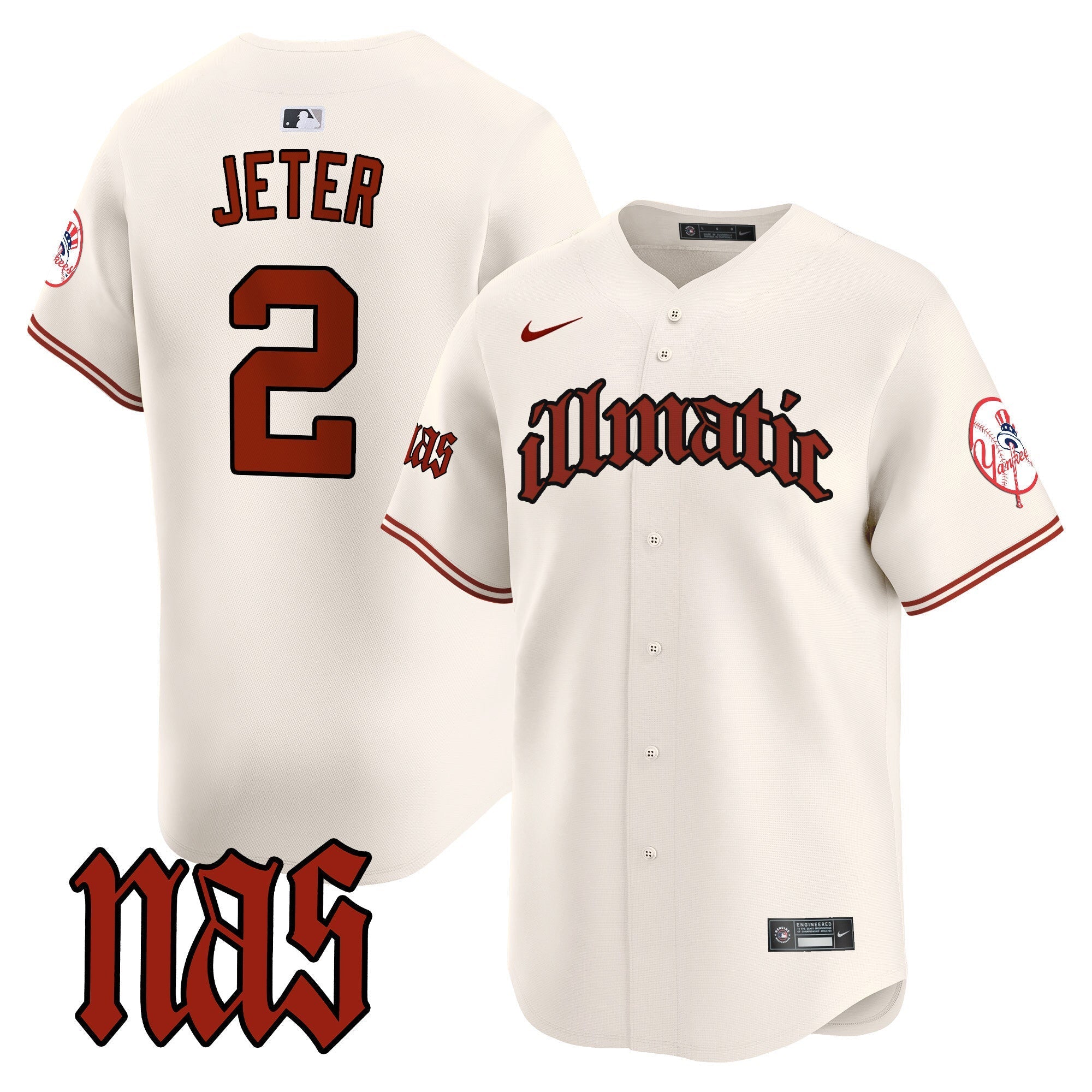 NYY Nas Illmatic Vapor Premier Limited Jersey - Stitched