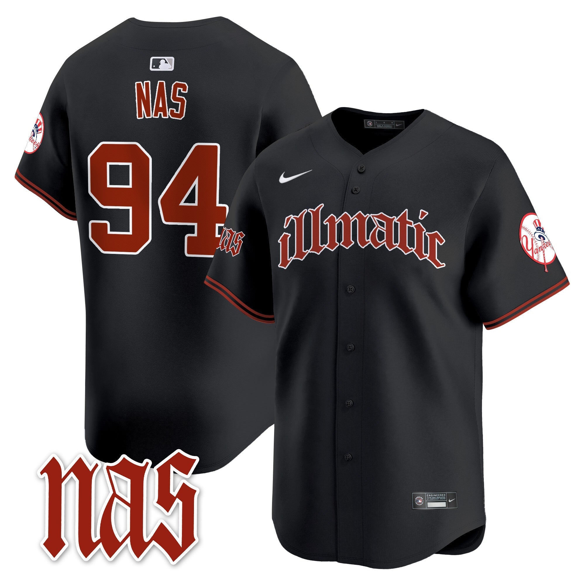 NYY Nas Illmatic Vapor Premier Limited Jersey - Stitched