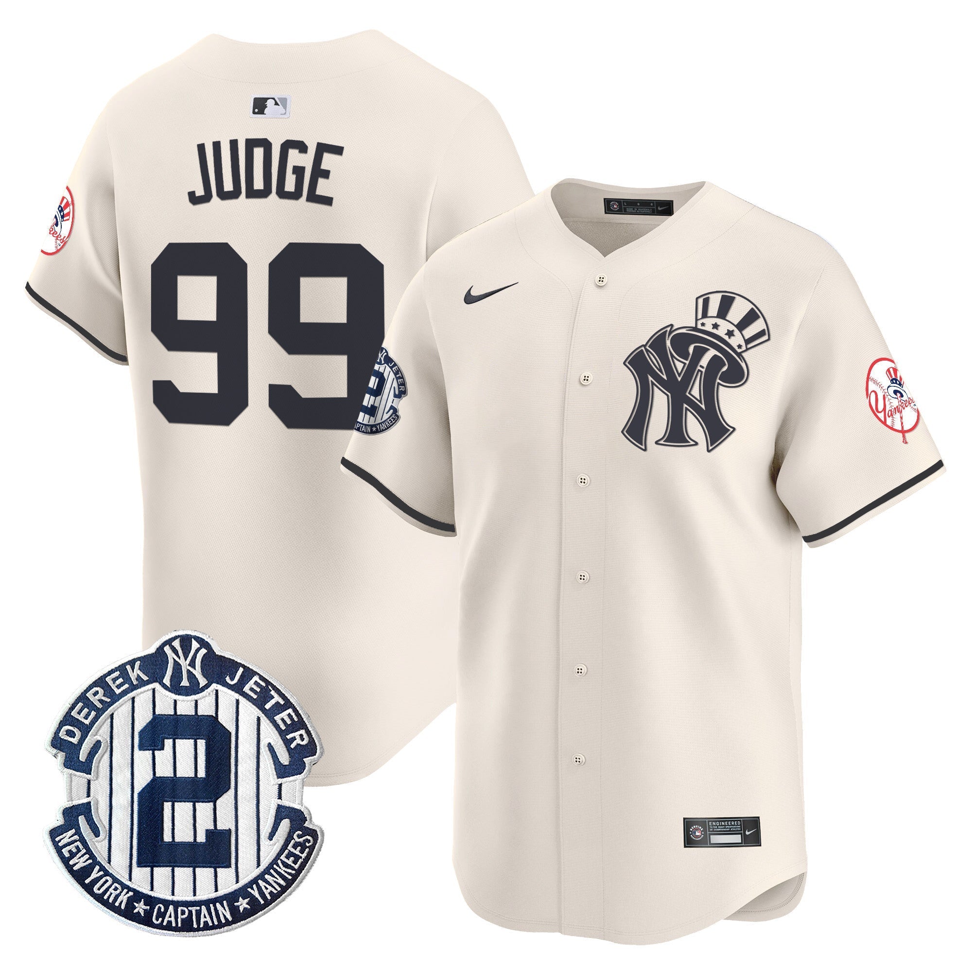 NYY Derek Jeter Patch Vapor Premier Limited Jersey V2 - Stitched