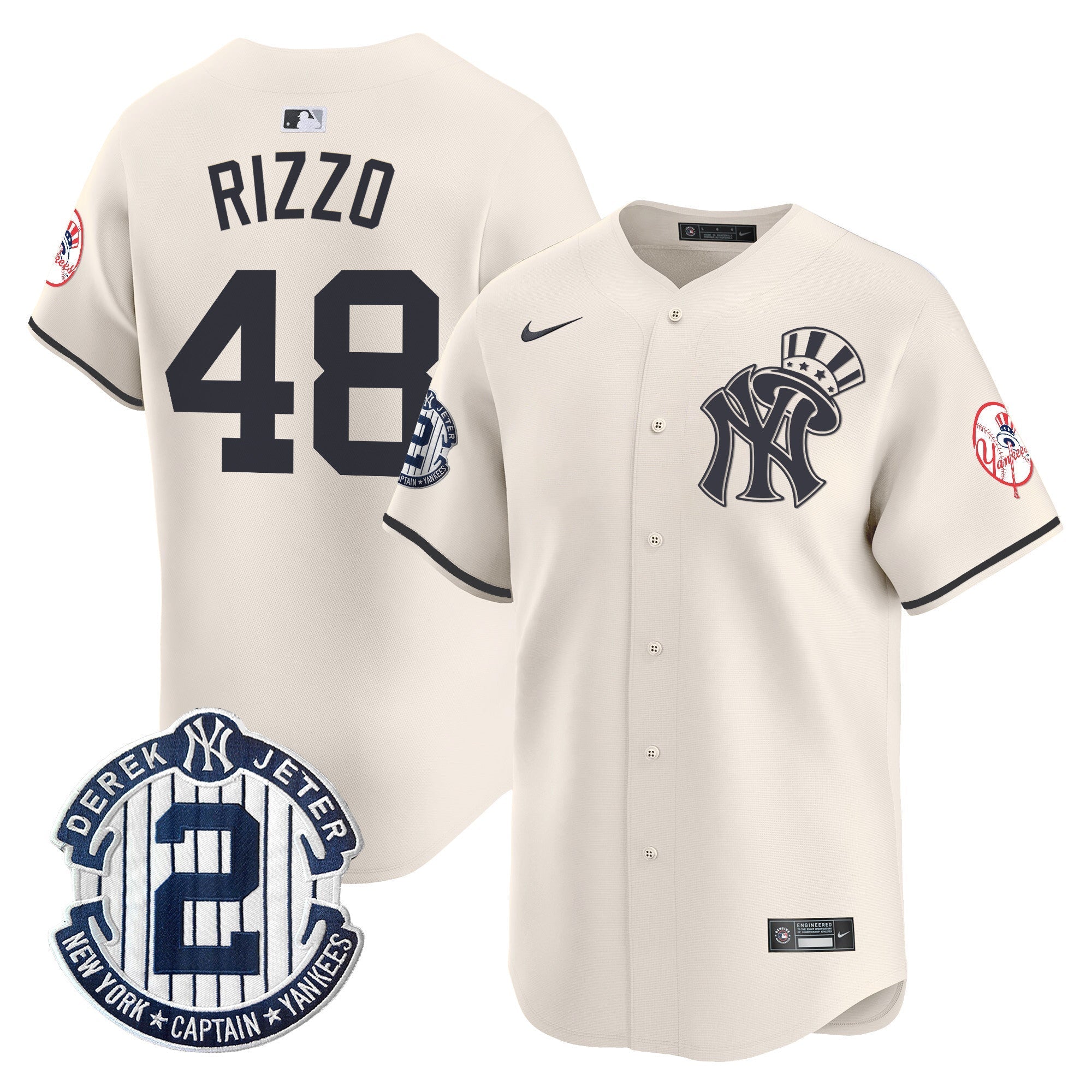 NYY Derek Jeter Patch Vapor Premier Limited Jersey V2 - Stitched