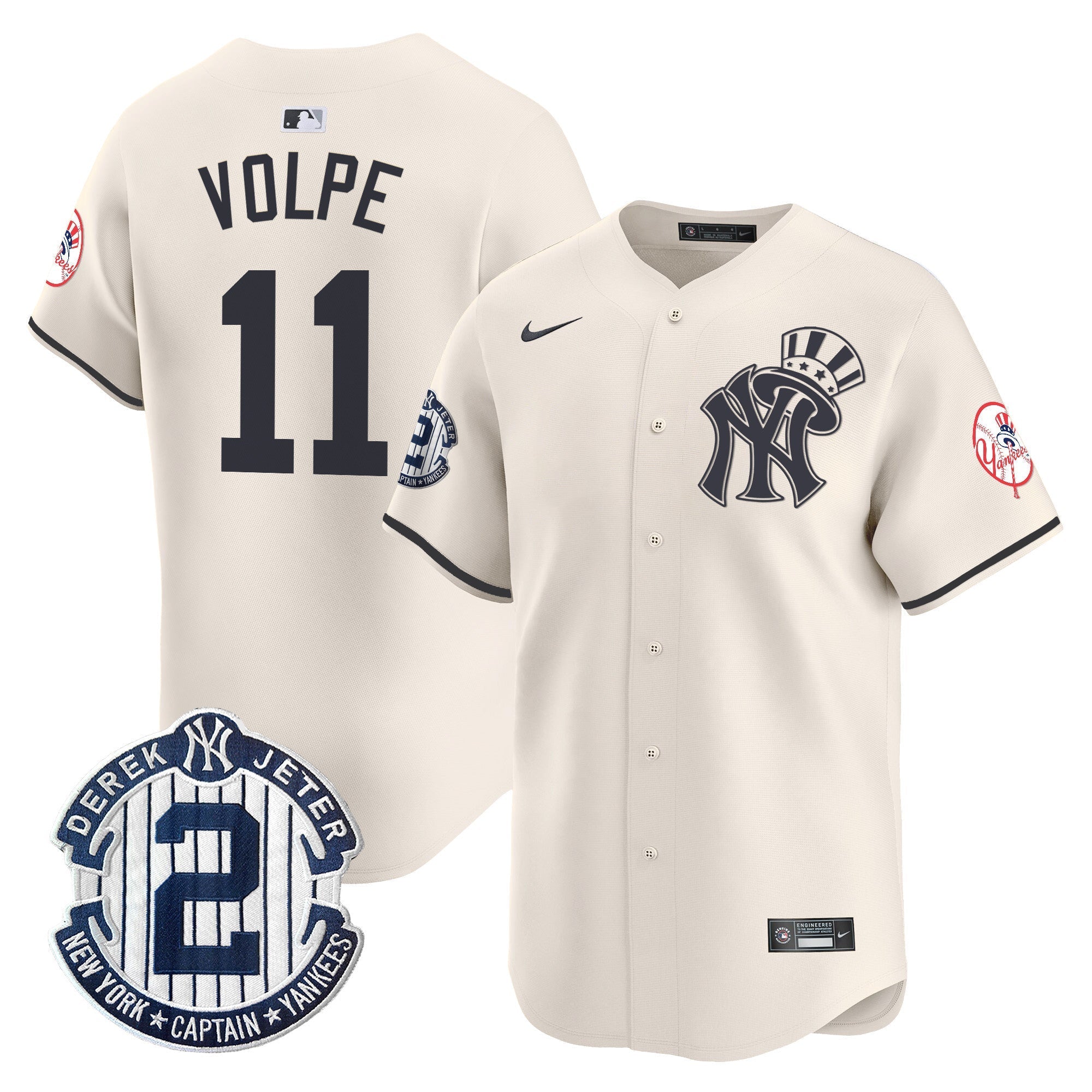 NYY Derek Jeter Patch Vapor Premier Limited Jersey V2 - Stitched