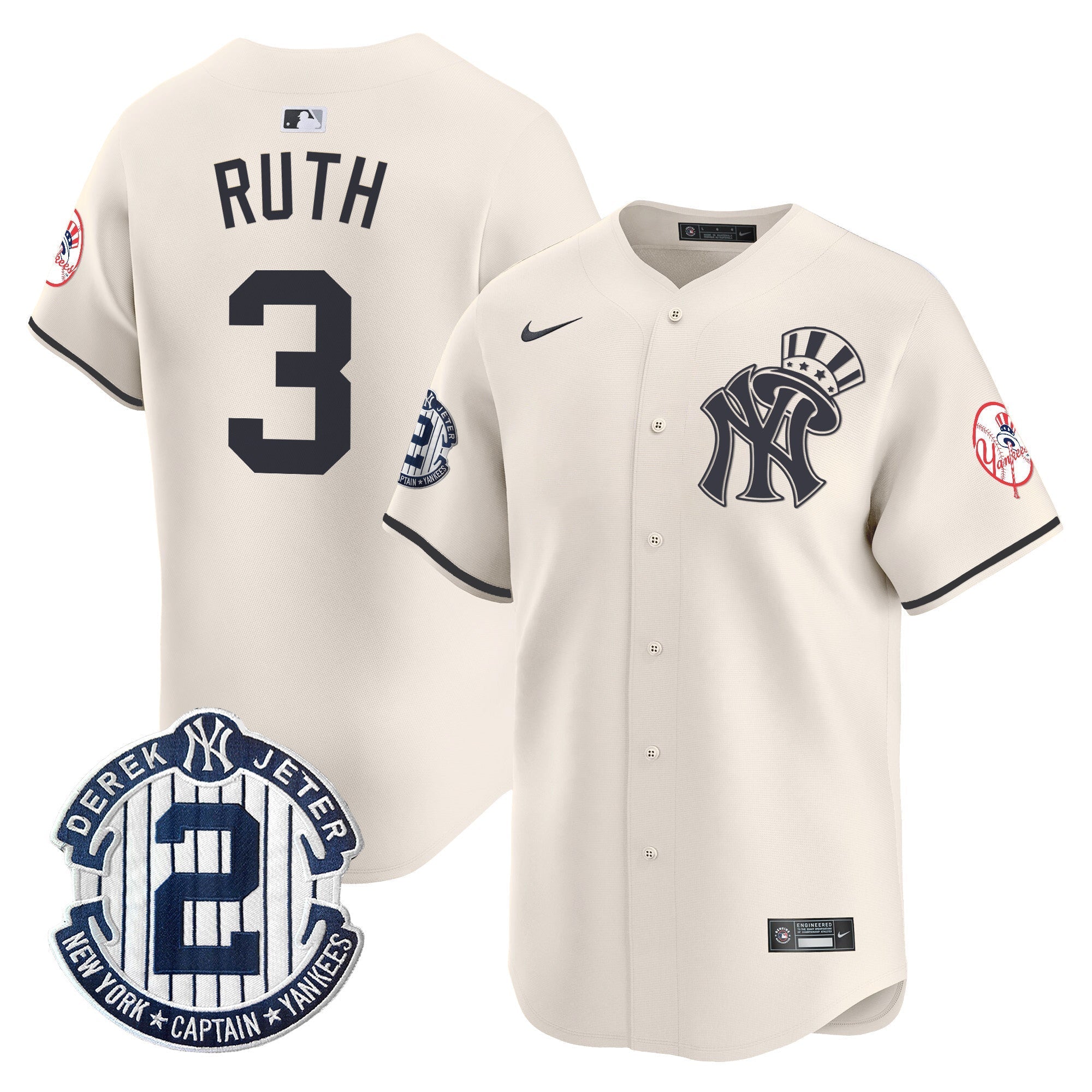 NYY Derek Jeter Patch Vapor Premier Limited Jersey V2 - Stitched