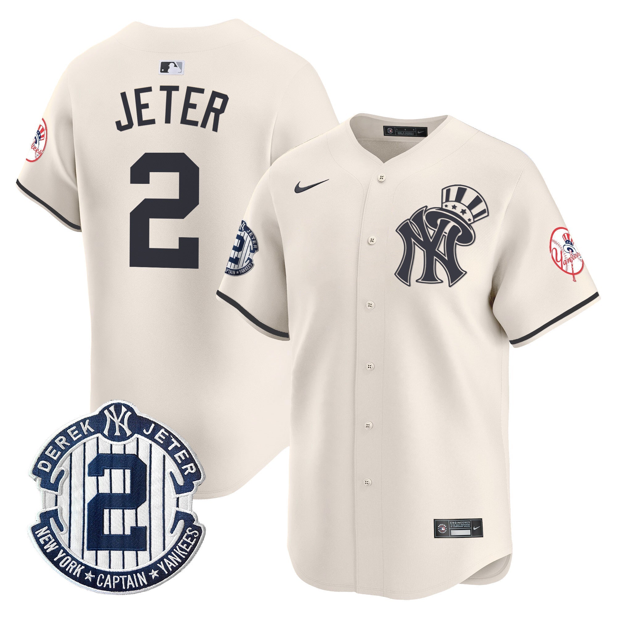 NYY Derek Jeter Patch Vapor Premier Limited Jersey V2 - Stitched