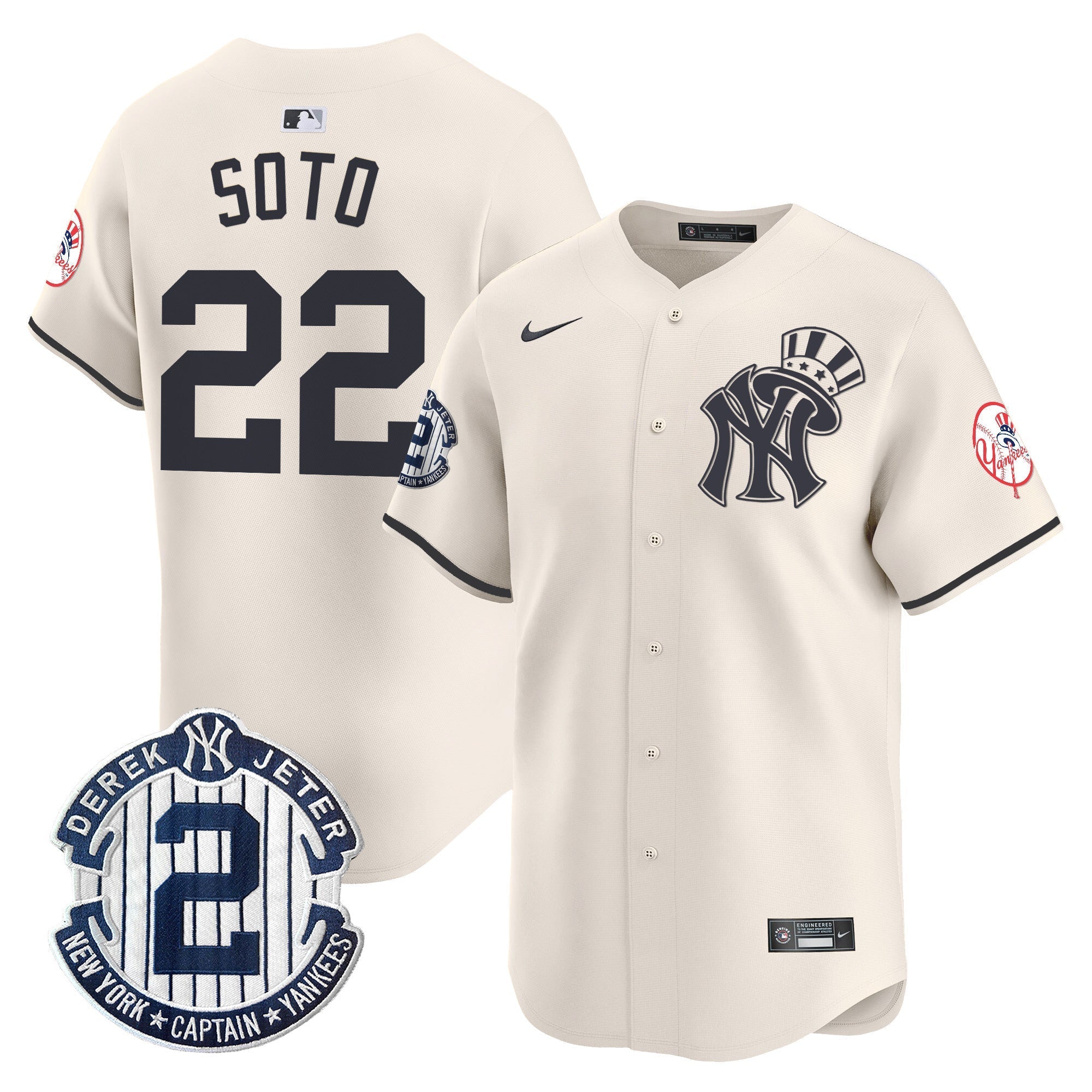 NYY Derek Jeter Patch Vapor Premier Limited Jersey V2 - Stitched