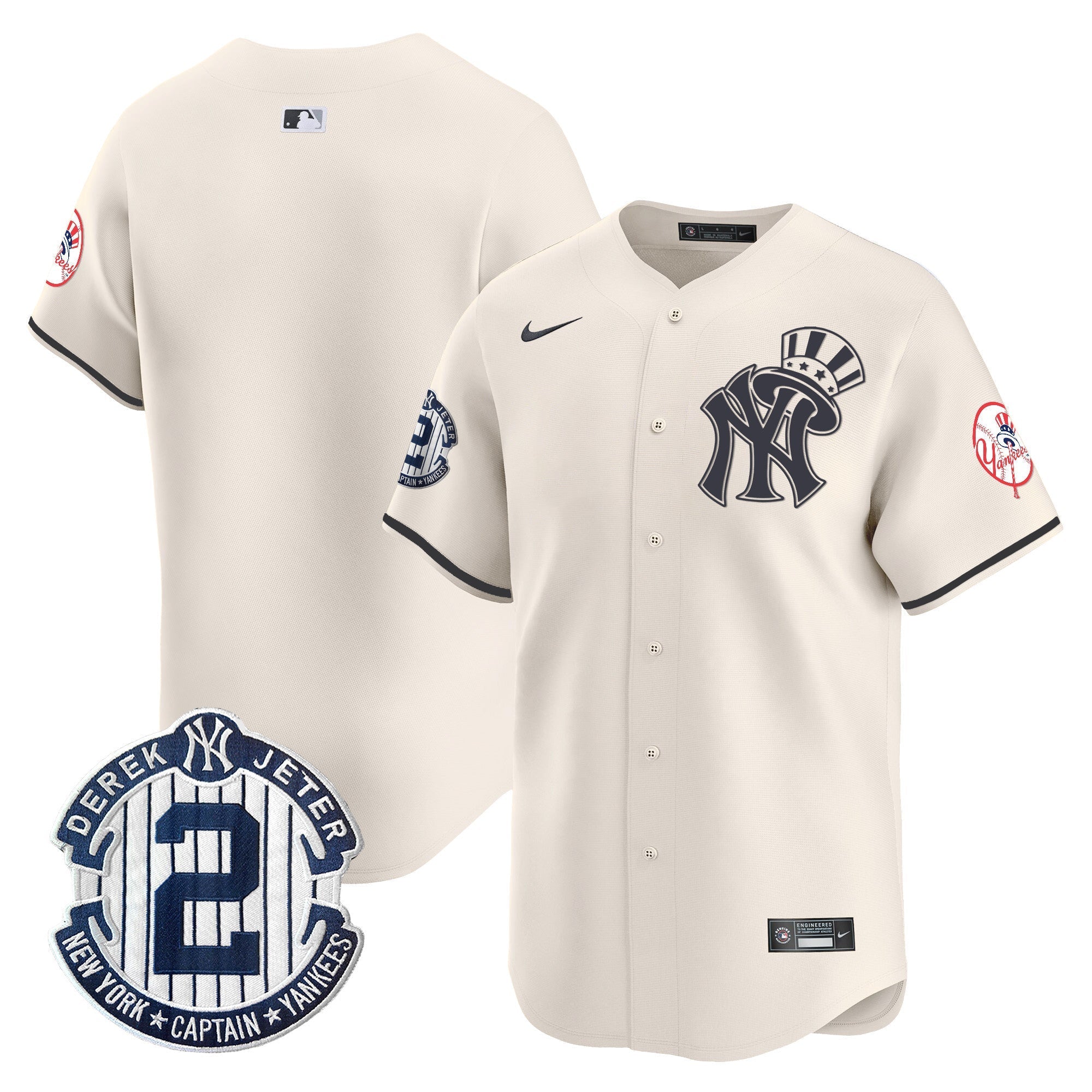 NYY Derek Jeter Patch Vapor Premier Limited Jersey V2 - Stitched