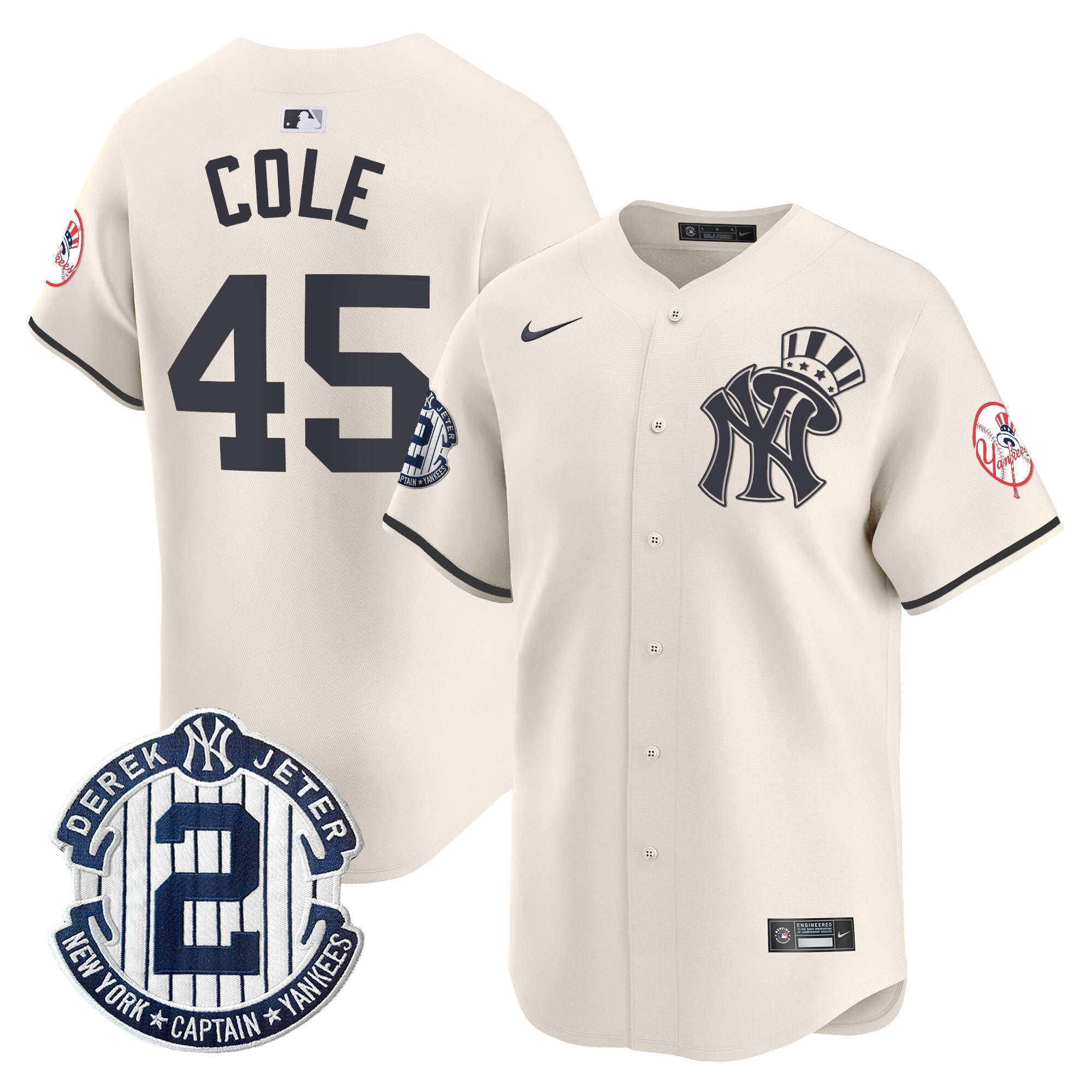 NYY Derek Jeter Patch Vapor Premier Limited Jersey V2 - Stitched