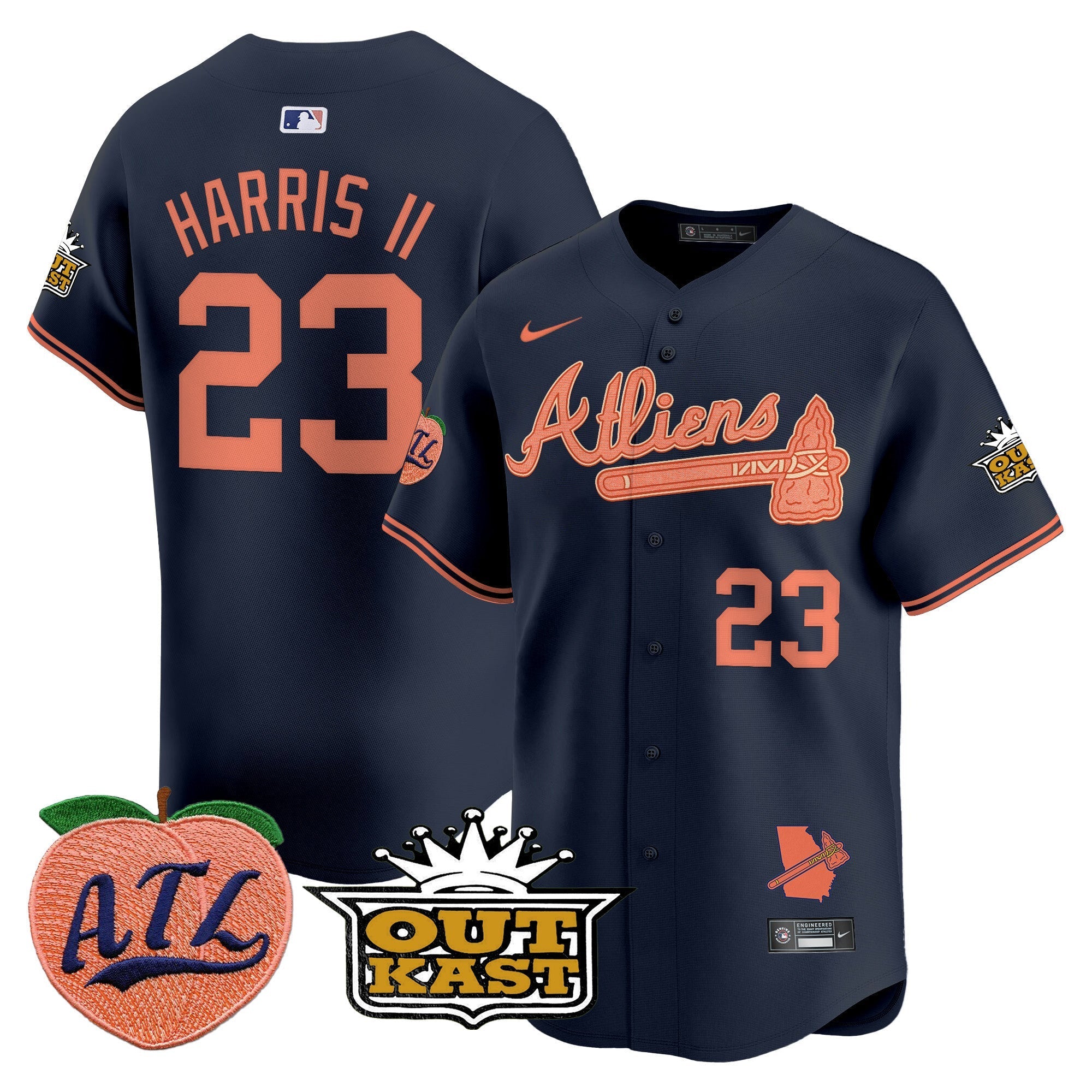 ATL Atliens & Peach Vapor Premier Limited Jersey - Stitched