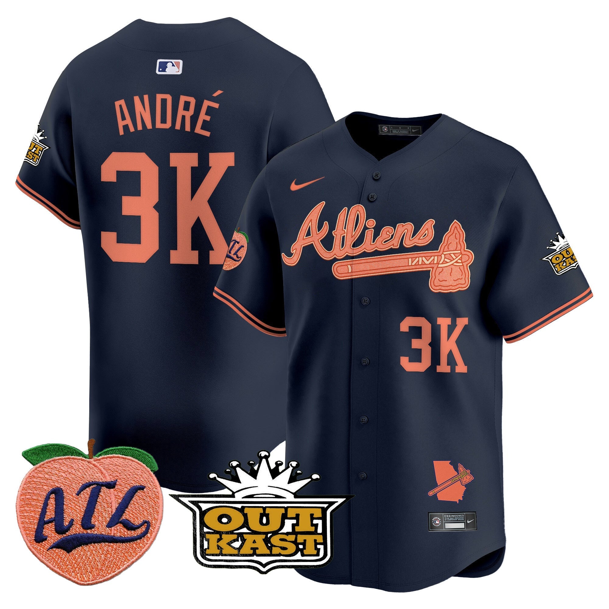 ATL Atliens & Peach Vapor Premier Limited Jersey - Stitched