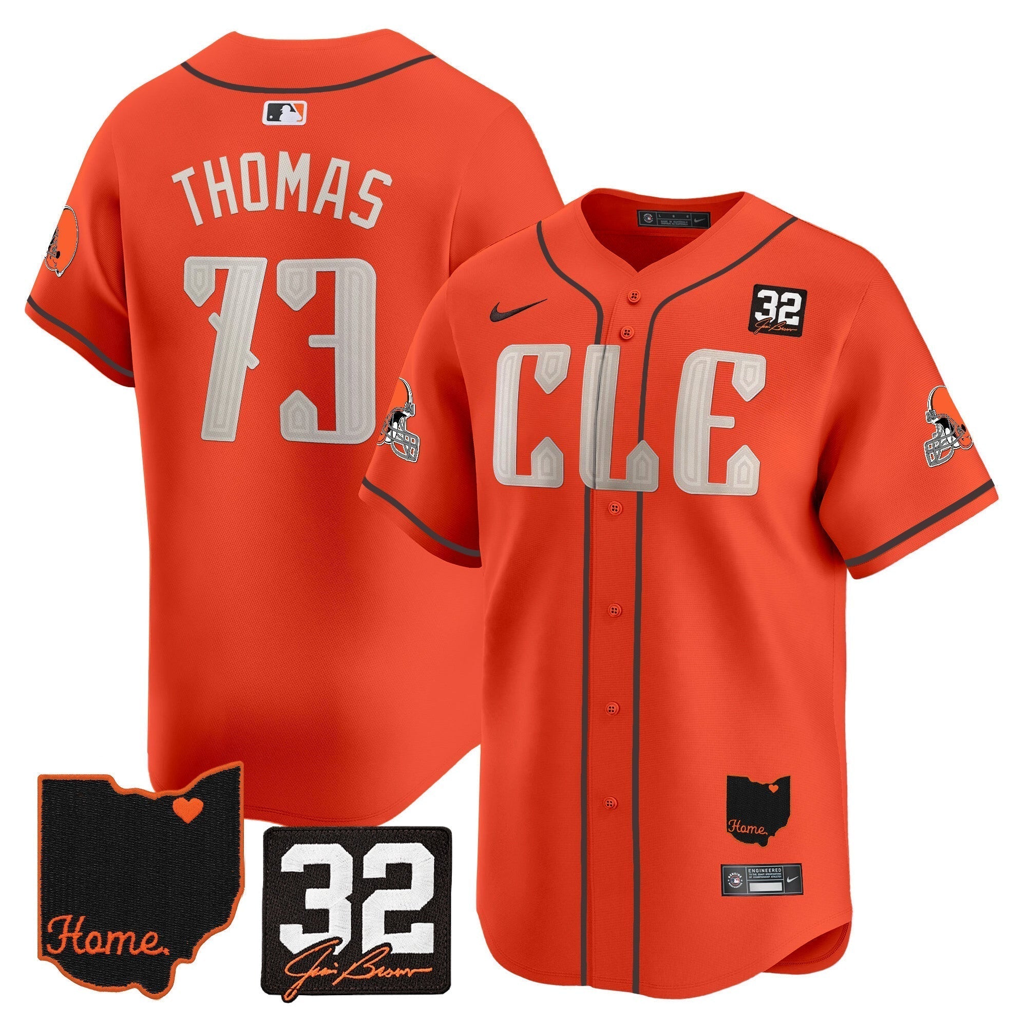 Browns #32 Jim Brown Memorial & Home Patch Vapor Premier Limited Jersey - Stitched