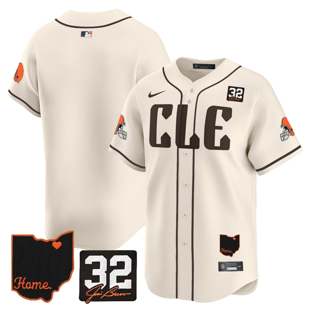 Browns #32 Jim Brown Memorial & Home Patch Vapor Premier Limited Jersey - Stitched