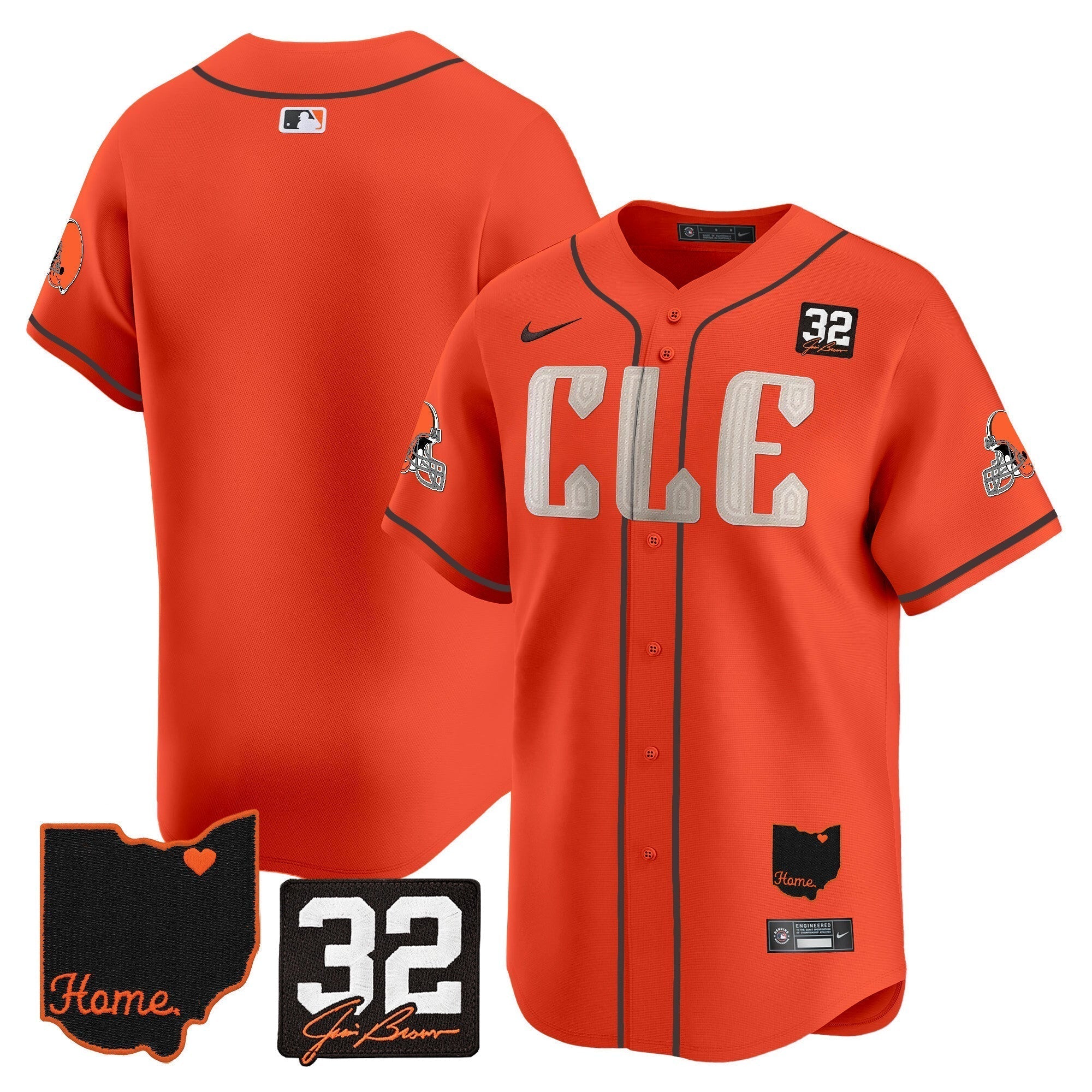 Browns #32 Jim Brown Memorial & Home Patch Vapor Premier Limited Jersey - Stitched