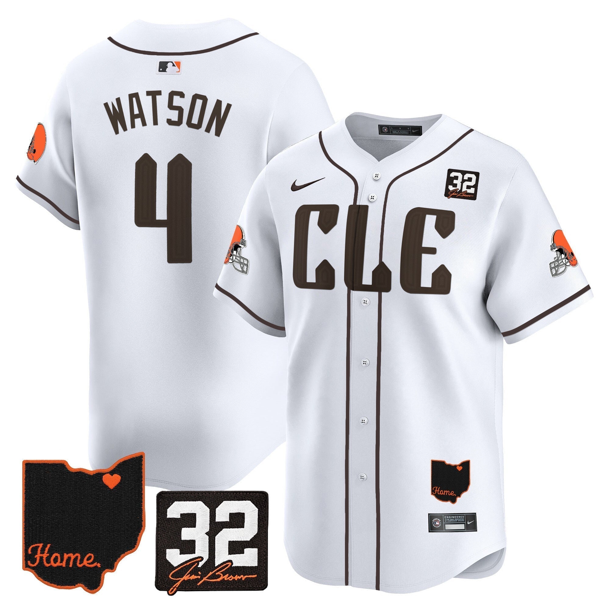 Browns #32 Jim Brown Memorial & Home Patch Vapor Premier Limited Jersey - Stitched
