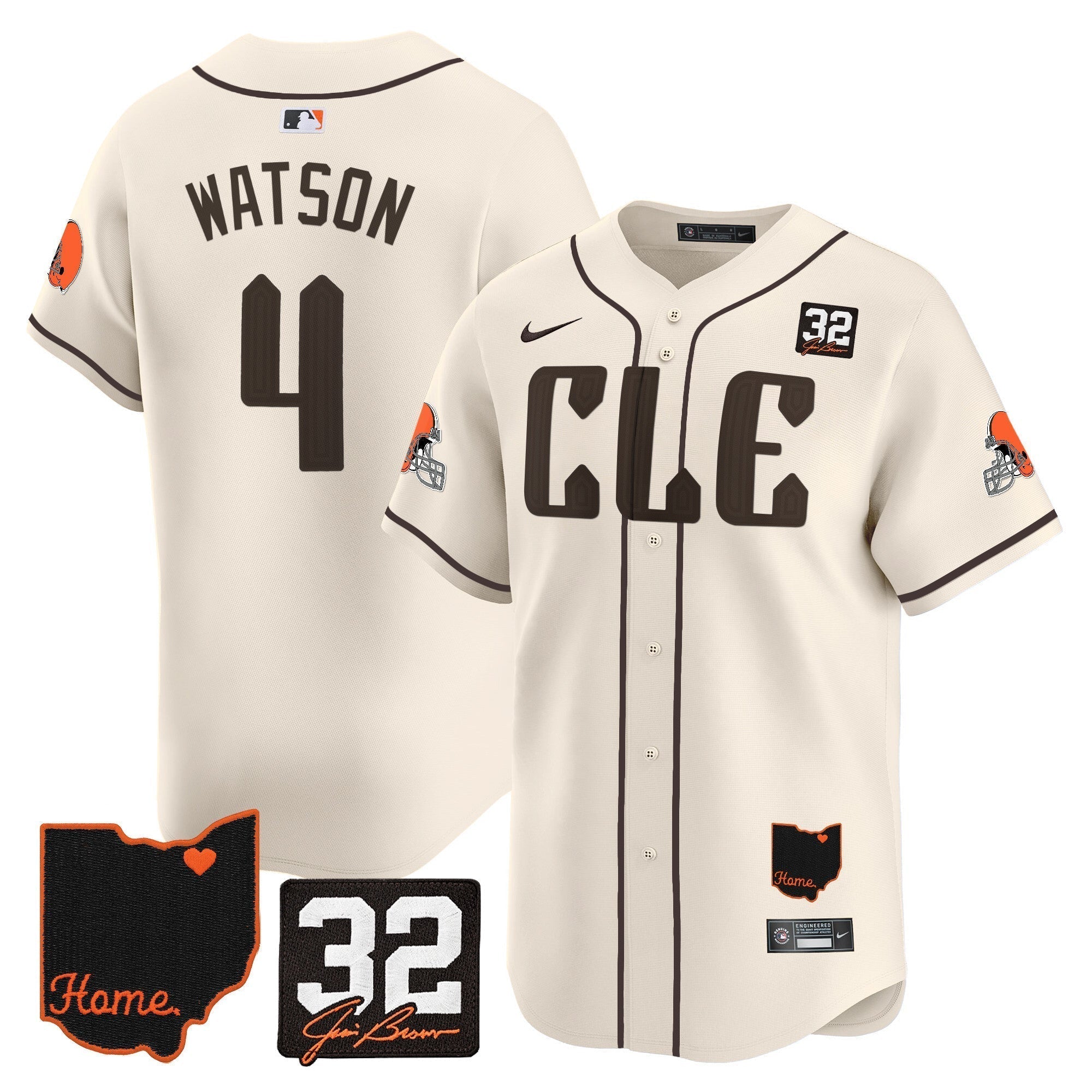 Browns #32 Jim Brown Memorial & Home Patch Vapor Premier Limited Jersey - Stitched