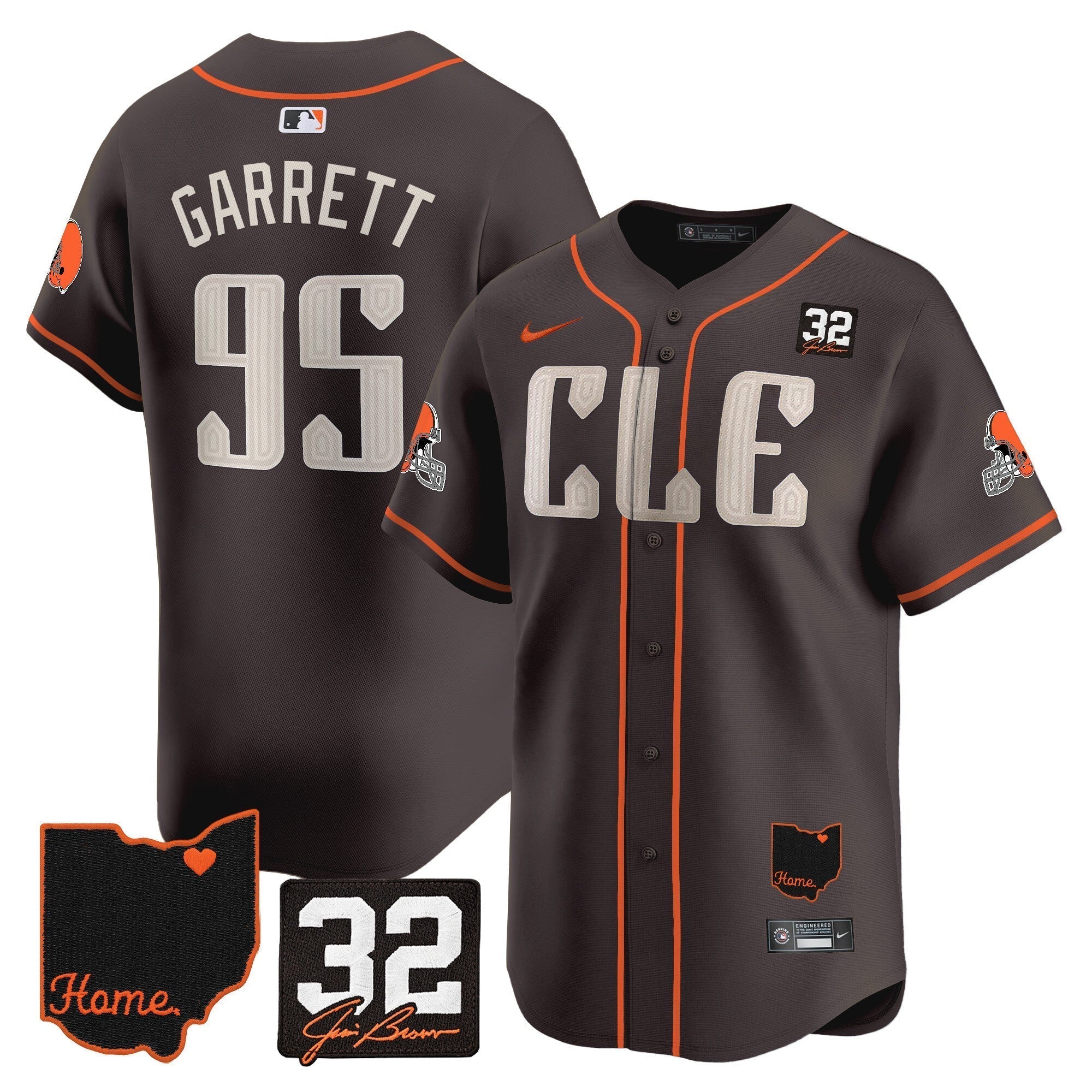 Browns #32 Jim Brown Memorial & Home Patch Vapor Premier Limited Jersey - Stitched