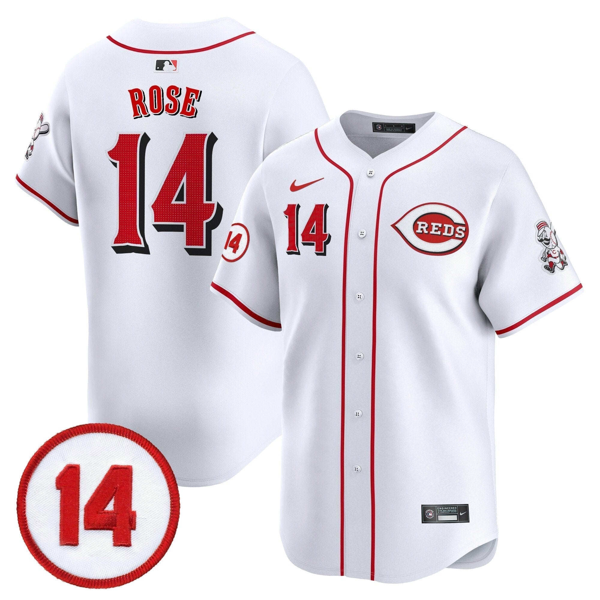 CIN Pete Rose Patch Vapor Premier Limited Jersey - Stitched