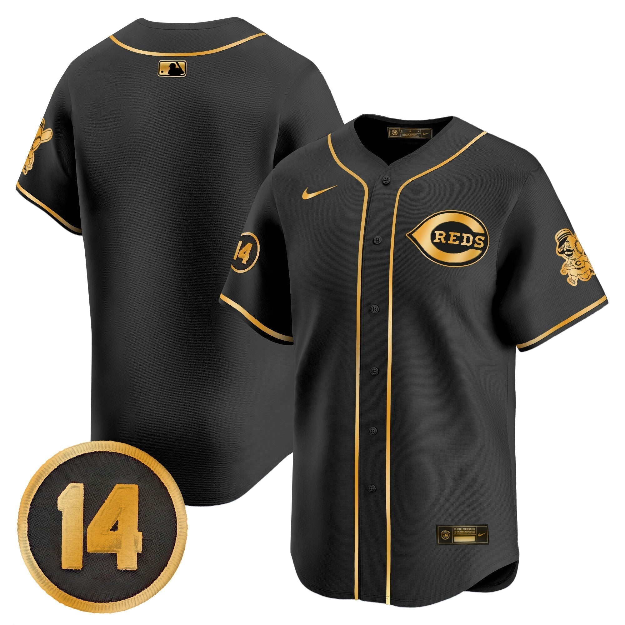 CIN Pete Rose Patch Vapor Premier Limited Jersey - Stitched