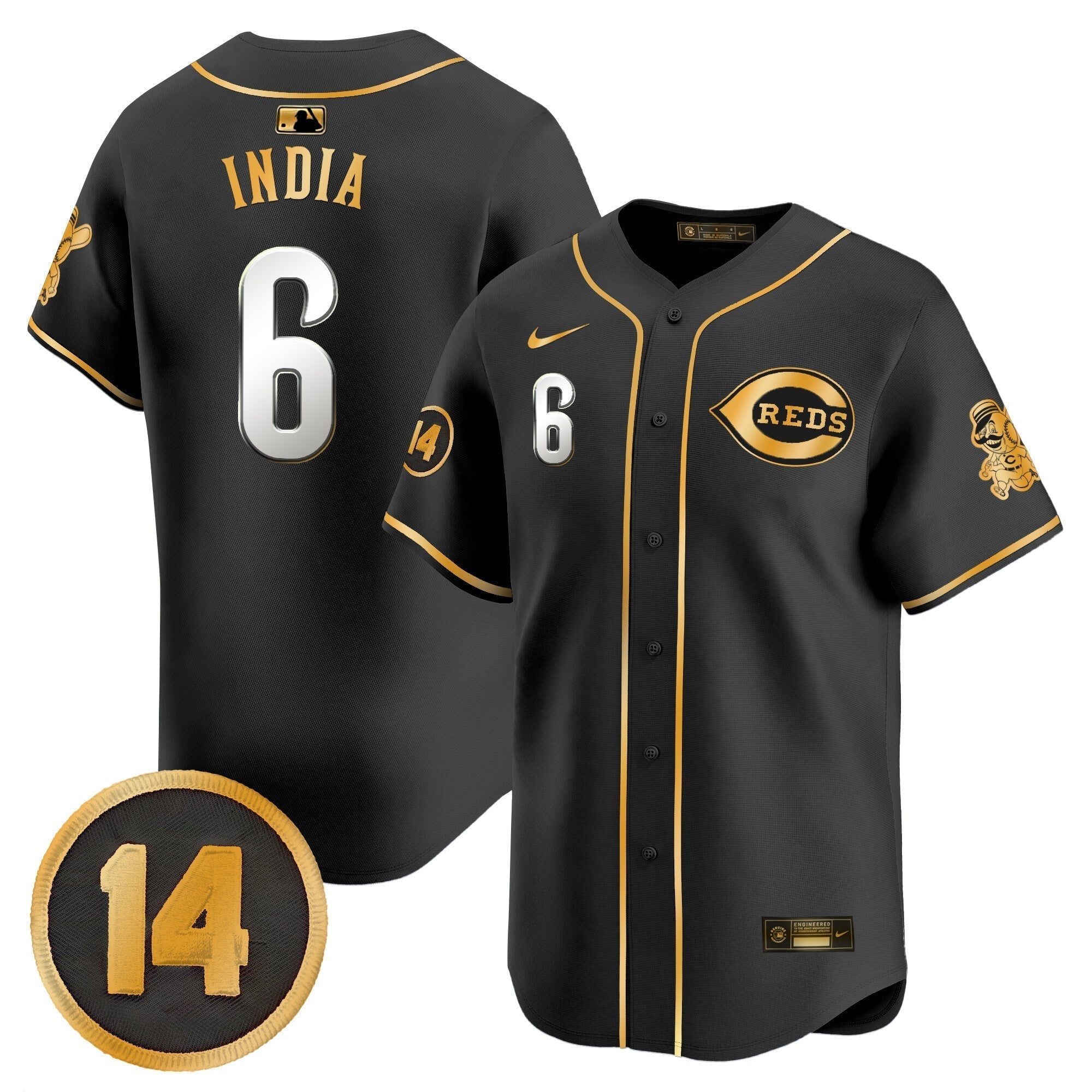 CIN Pete Rose Patch Vapor Premier Limited Jersey - Stitched