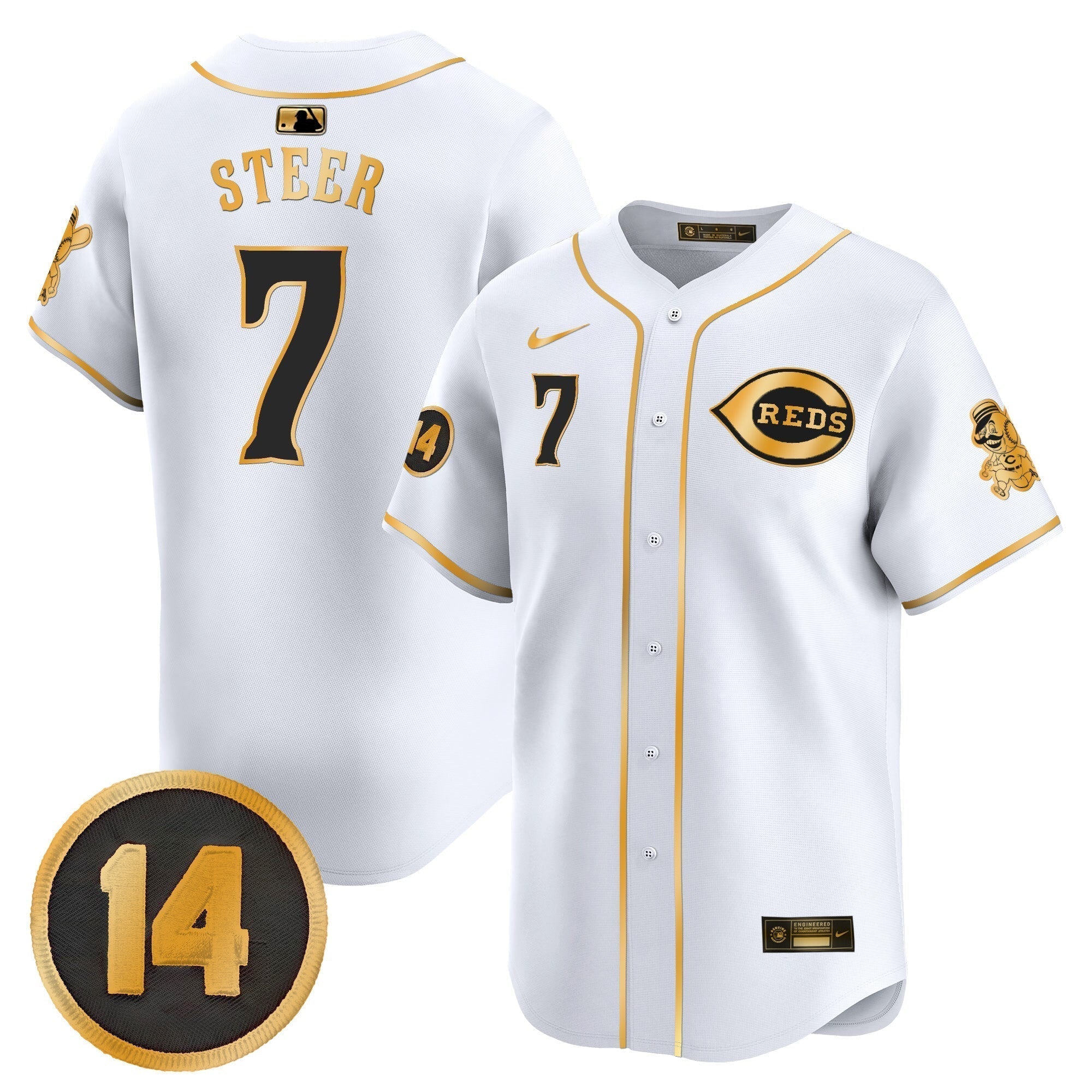 CIN Pete Rose Patch Vapor Premier Limited Jersey - Stitched