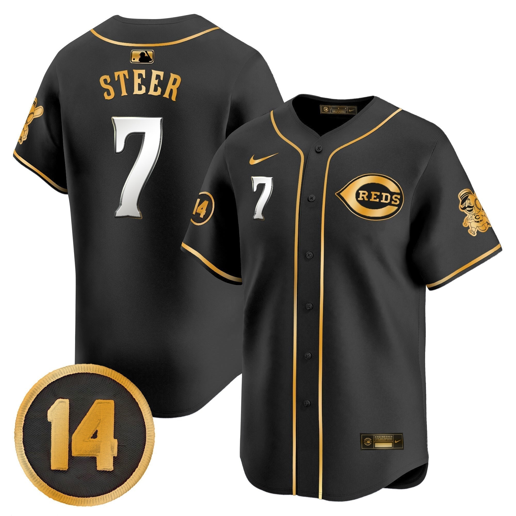 CIN Pete Rose Patch Vapor Premier Limited Jersey - Stitched