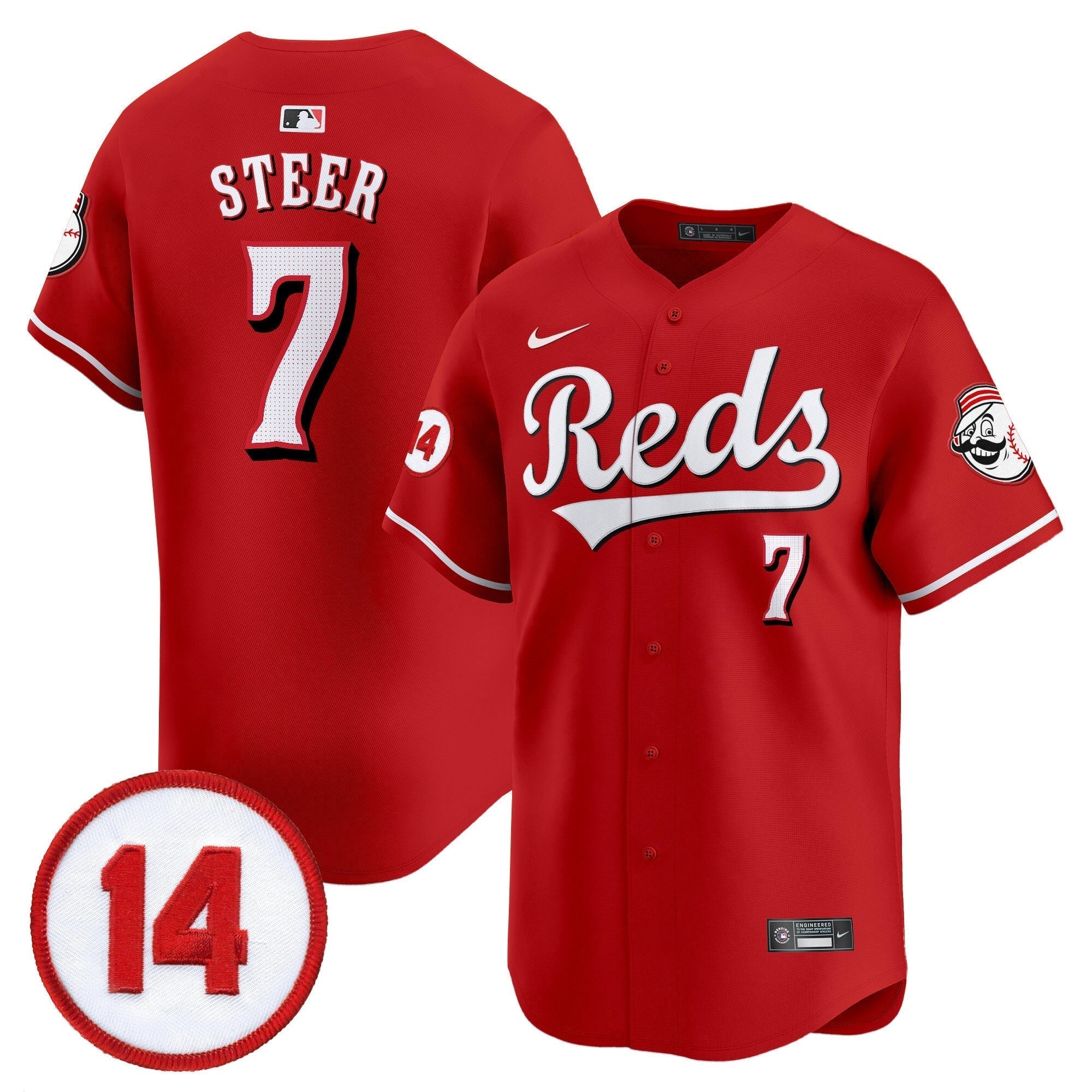 CIN Pete Rose Patch Vapor Premier Limited Jersey - Stitched