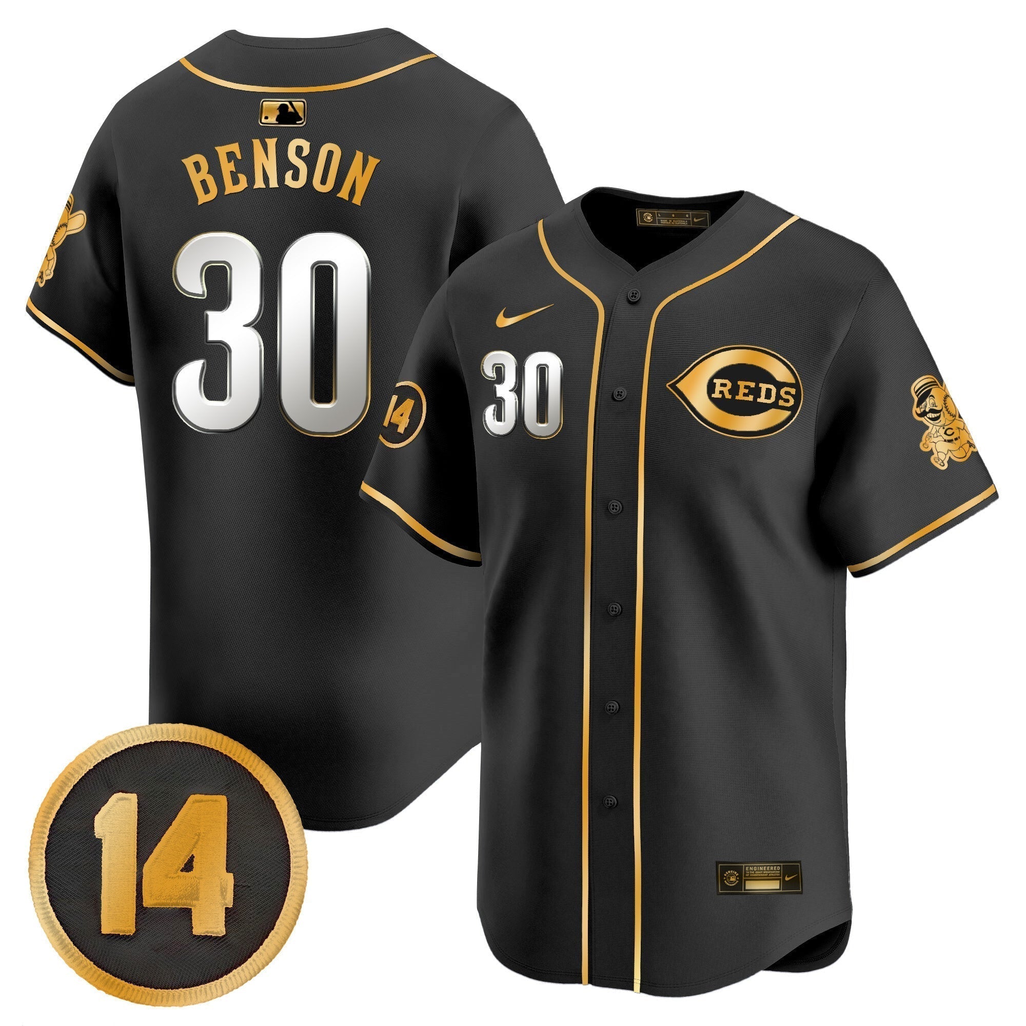 CIN Pete Rose Patch Vapor Premier Limited Jersey - Stitched
